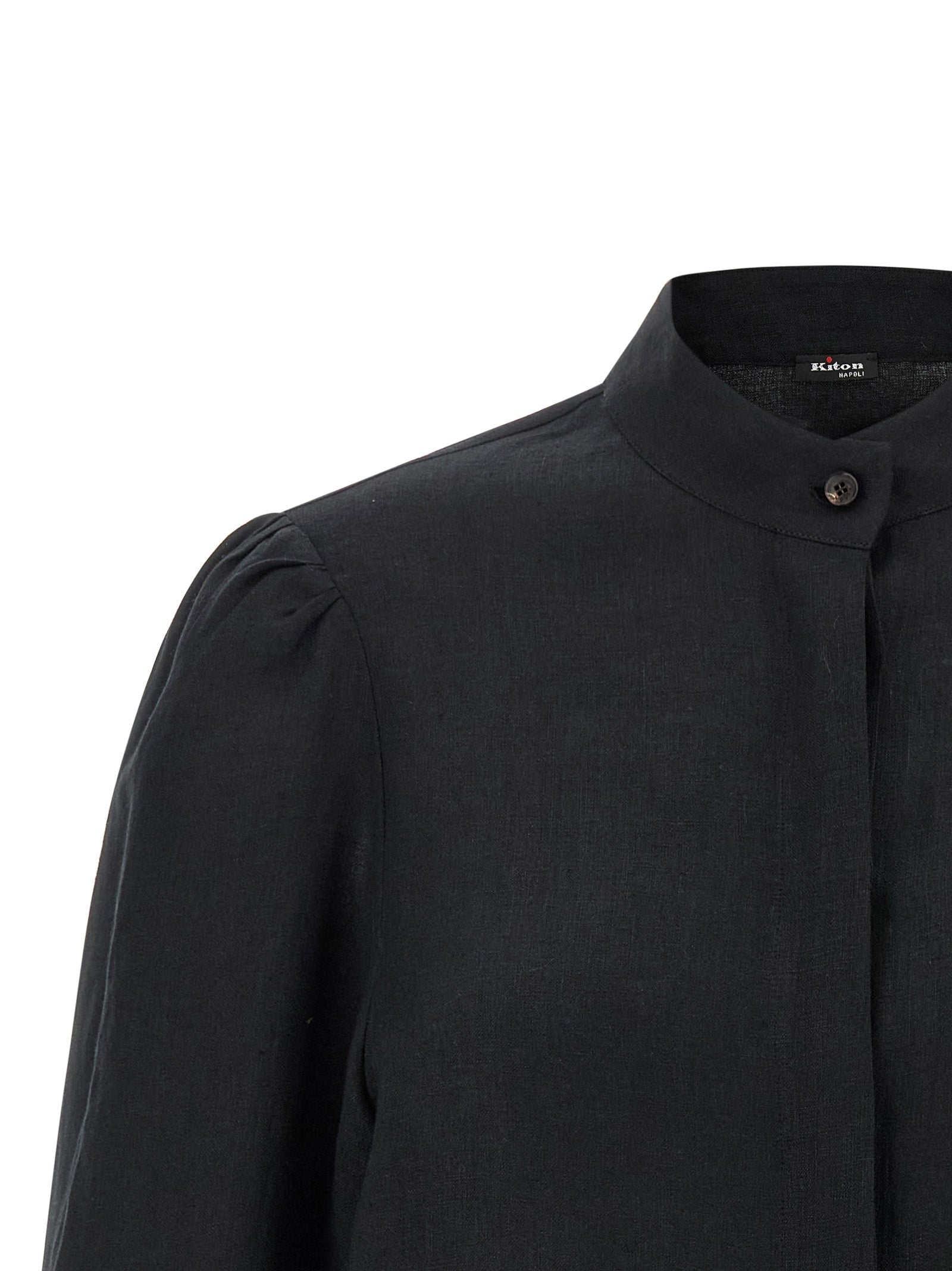 Kiton Schwarze Leinenbluse