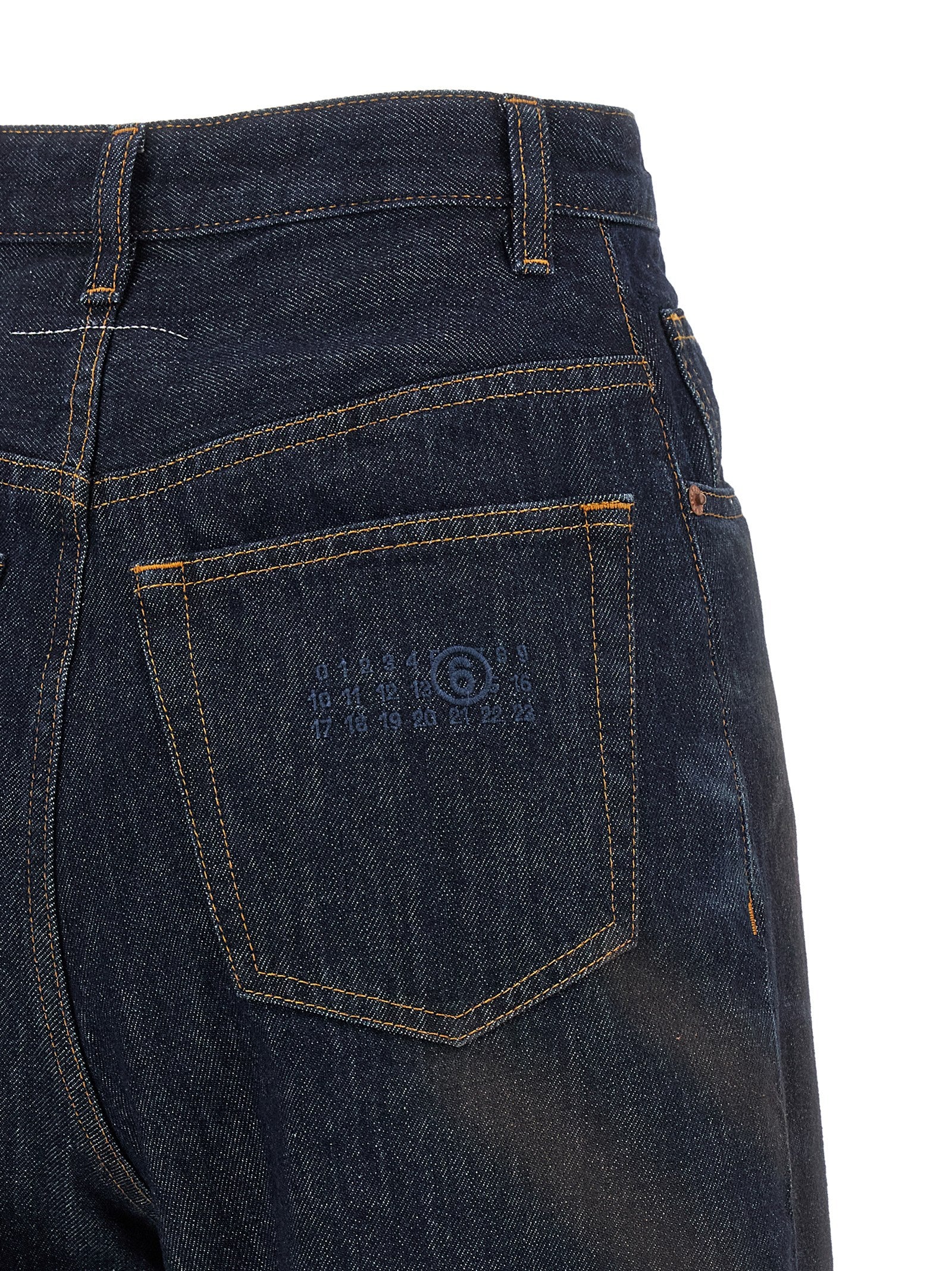MM6 Maison Margiela Blaue High-Waist Jeans aus Baumwolle