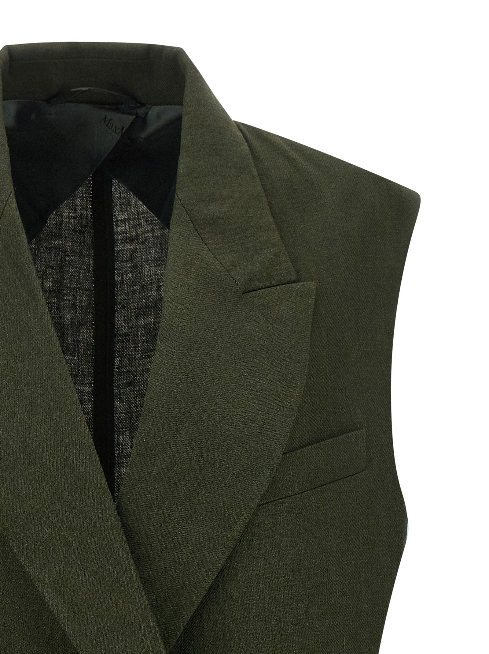Max Mara Ärmellose Zweifarbige Leinenjacke