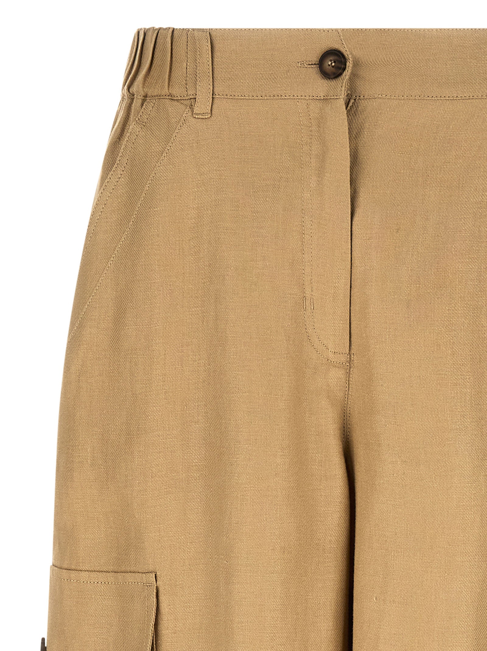 Max Mara Beige Leinen Cargo Hose