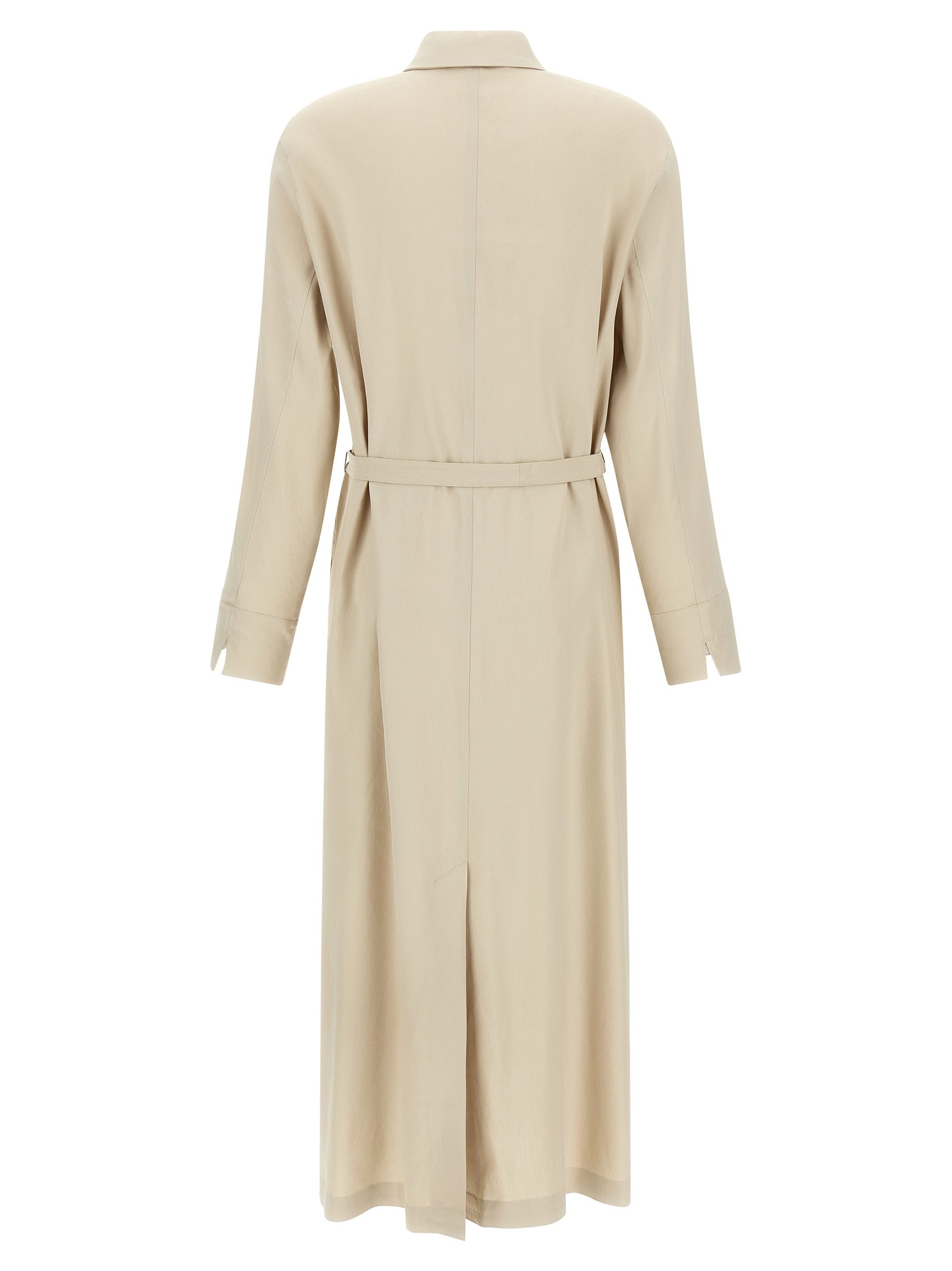 Max Mara Langes beiges Leinenkleid