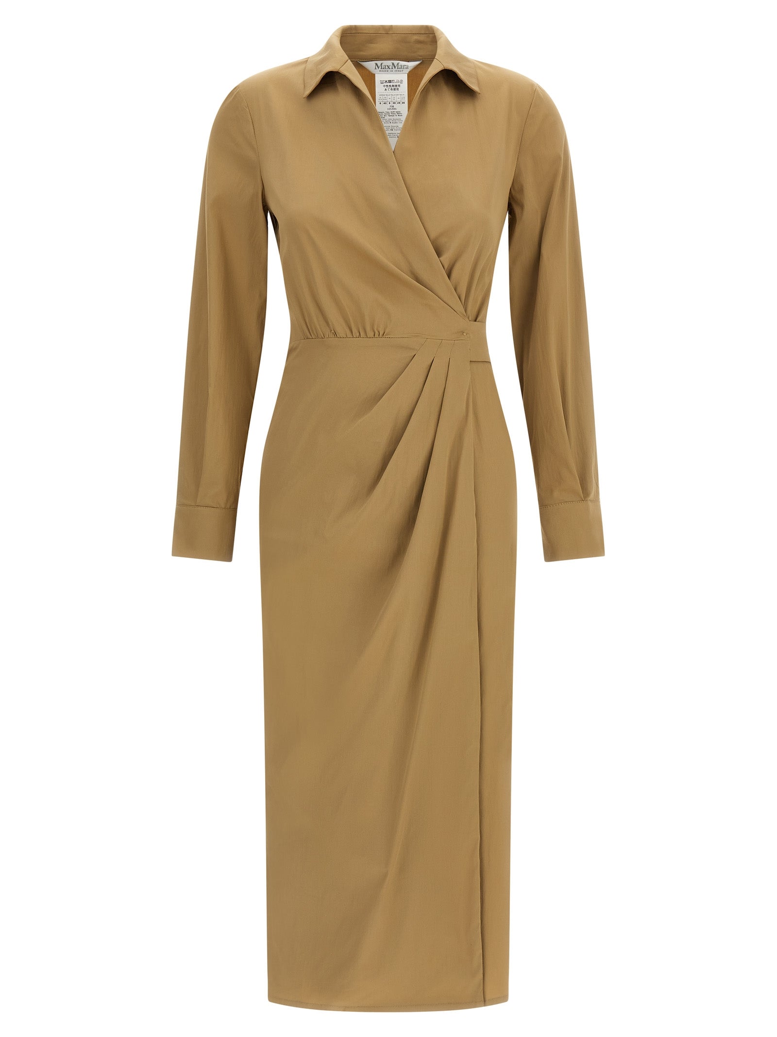 Max Mara Beige Baumwoll-Midikleid