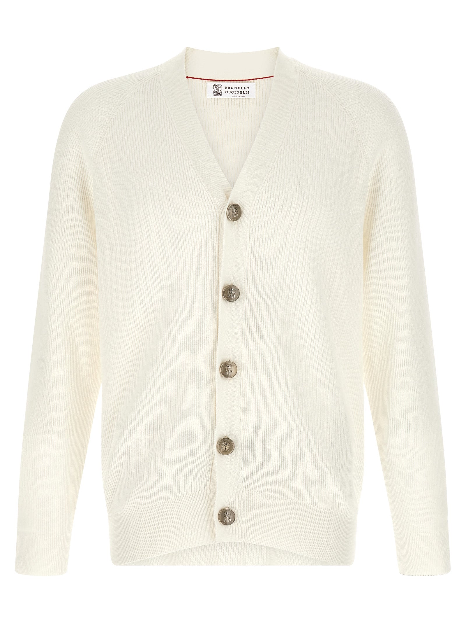 Brunello Cucinelli Weißer Strickcardigan aus Baumwolle