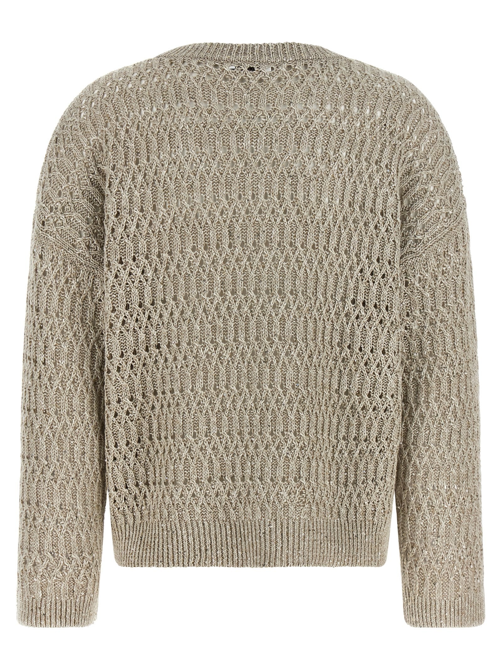 Brunello Cucinelli Beige Leinenstrickjacke