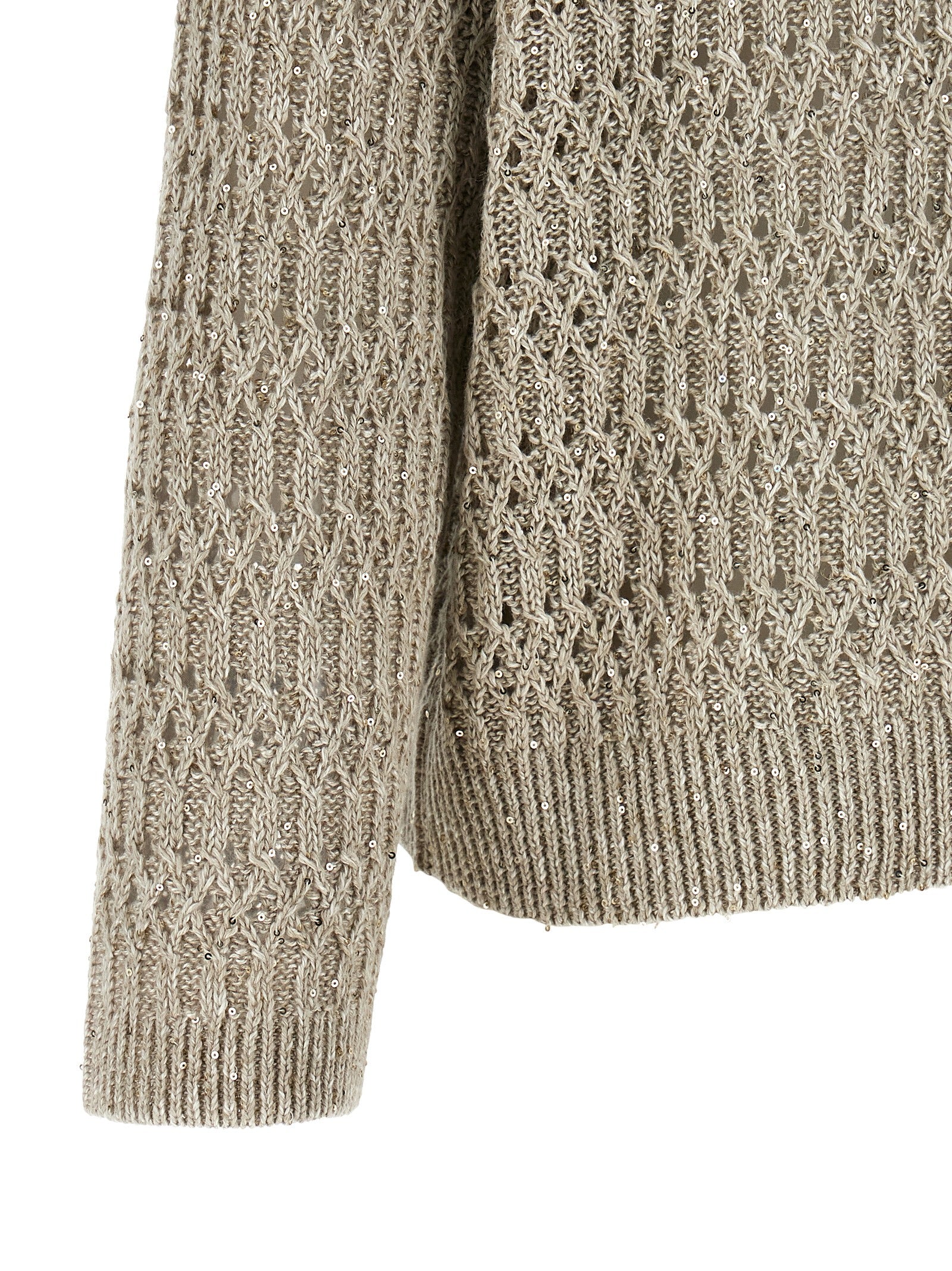 Brunello Cucinelli Beige Leinenstrickjacke