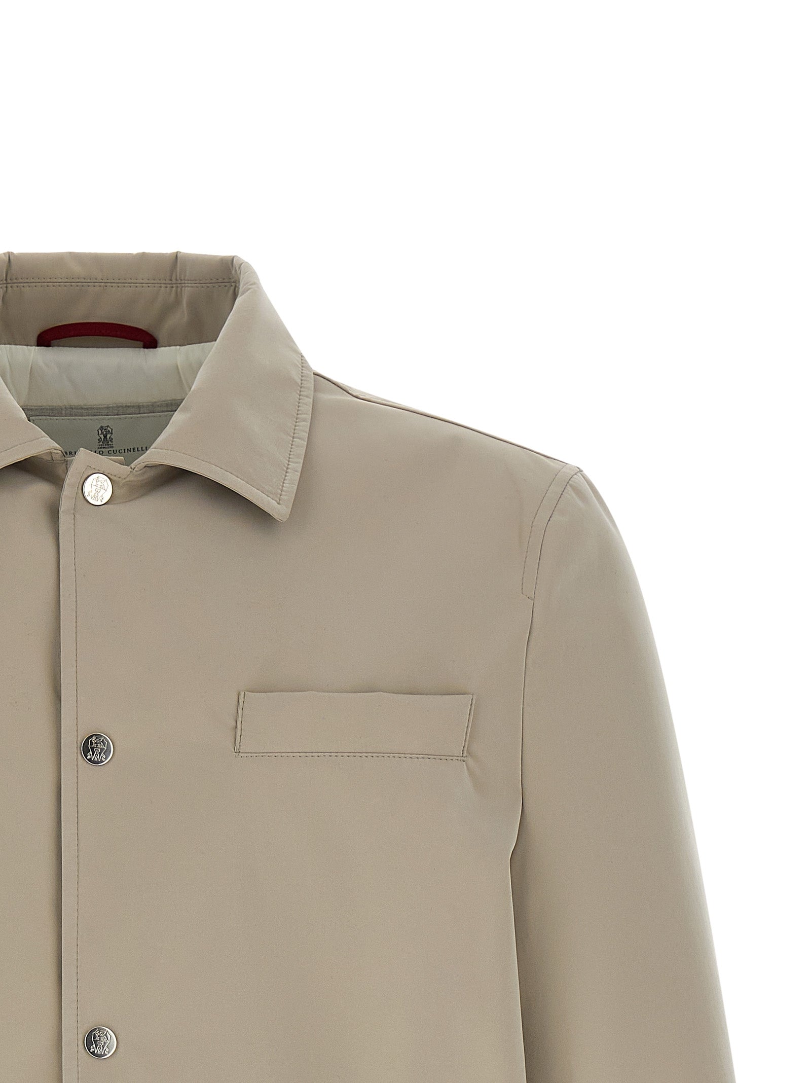 Brunello Cucinelli Graue Polyester-Jacke in voller Länge