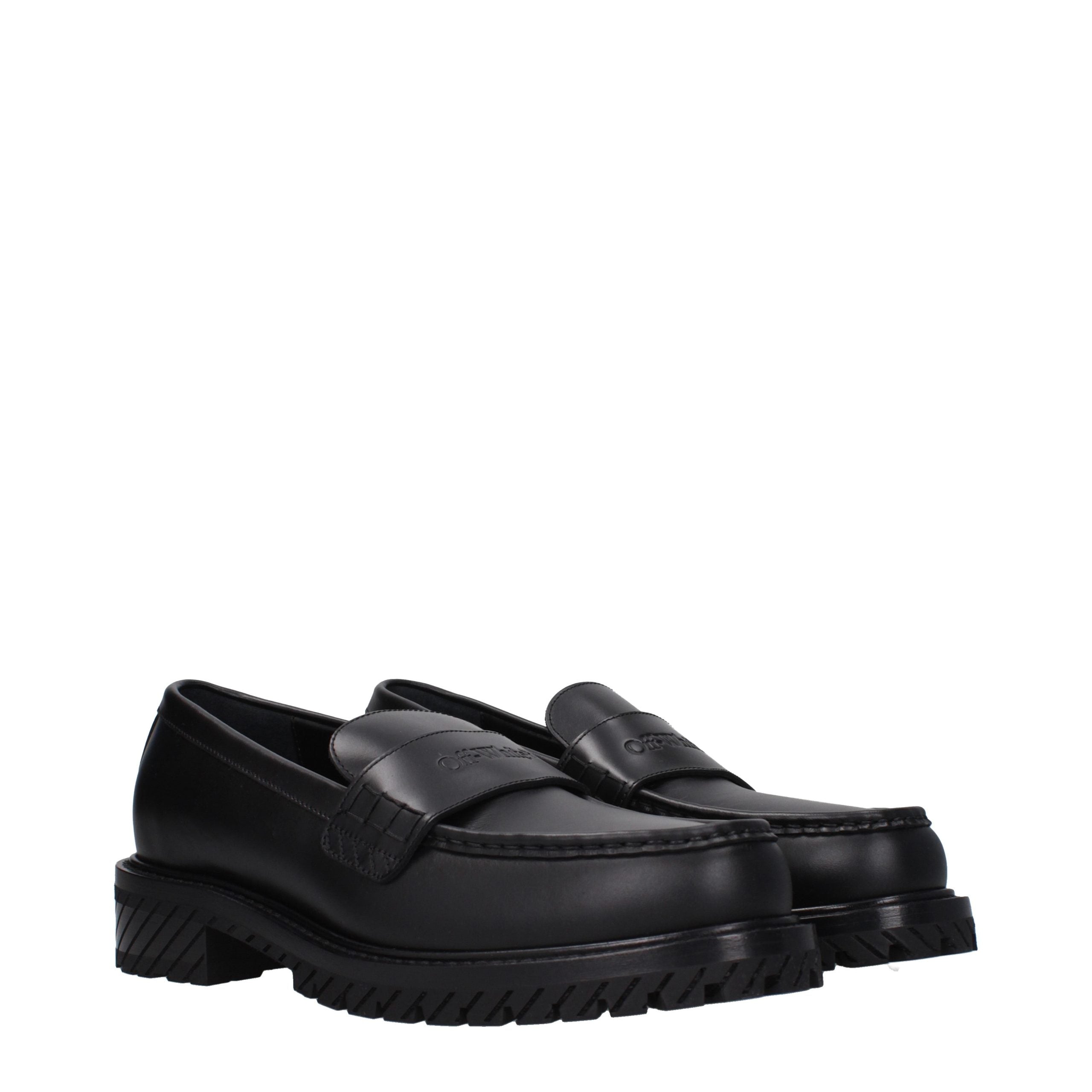 Off-White Schwarze Leder Loafer zum Hineinschlüpfen