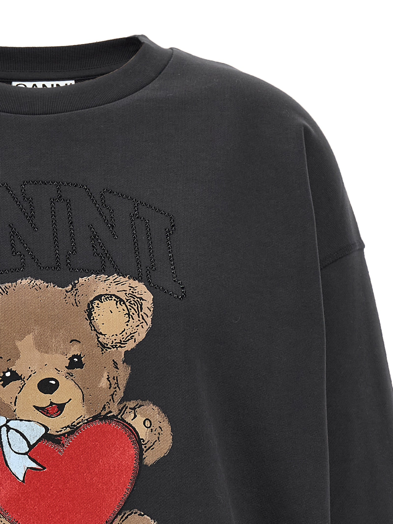 Ganni Schwarzer Bio-Baumwoll-Sweater