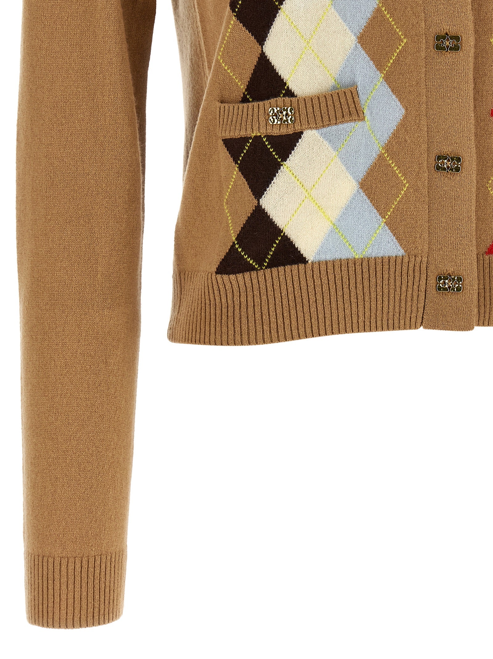 Ganni Beige Wollstrickjacke