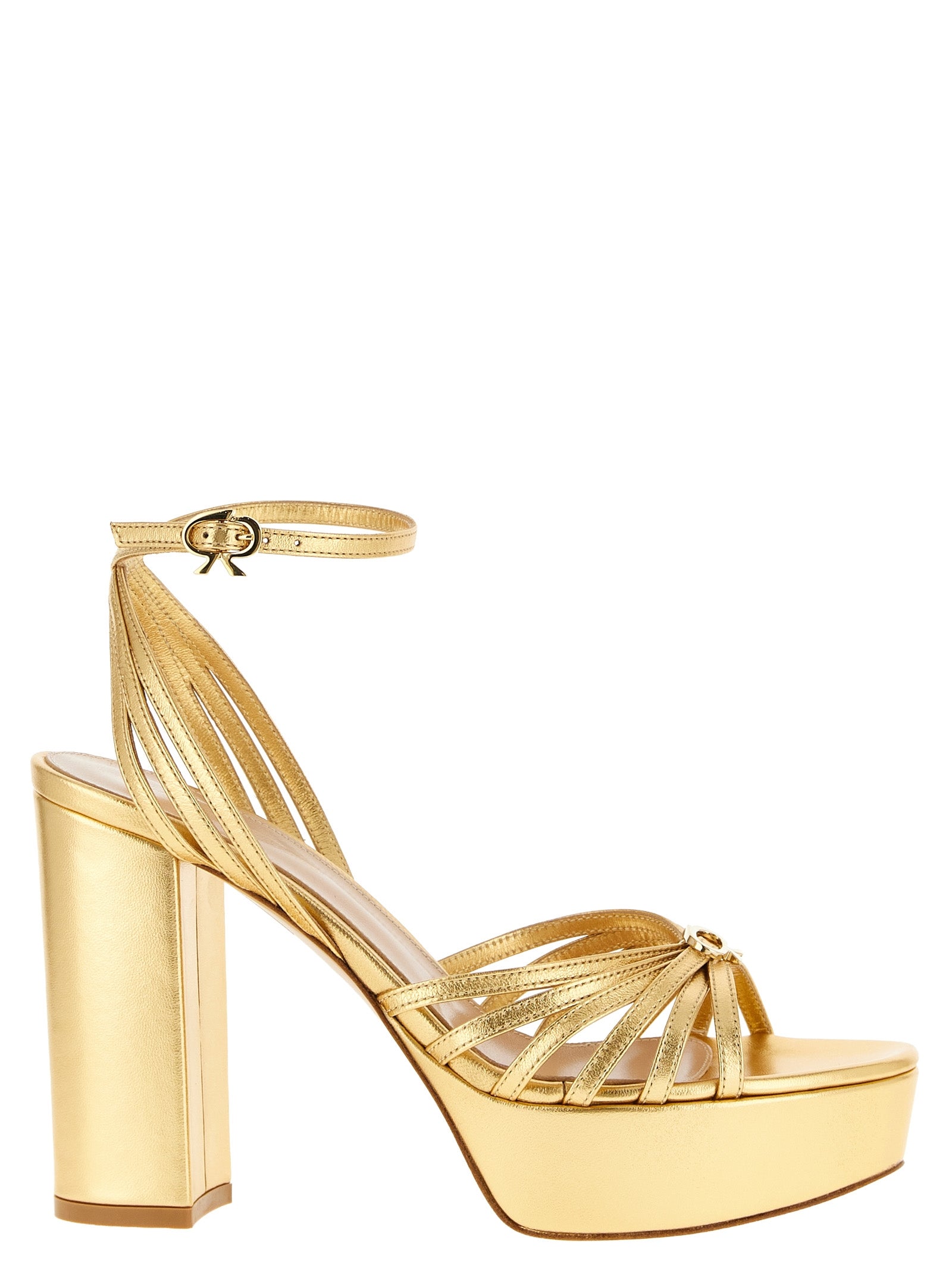 Gianvito Rossi Sandale mit Stiletto-Absatz aus laminiertem Lammleder in Gold
