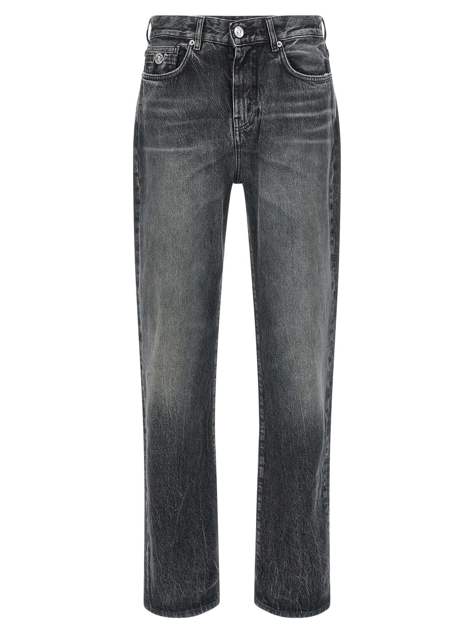 Versace Graue Jeans aus Baumwolle im geraden Schnitt