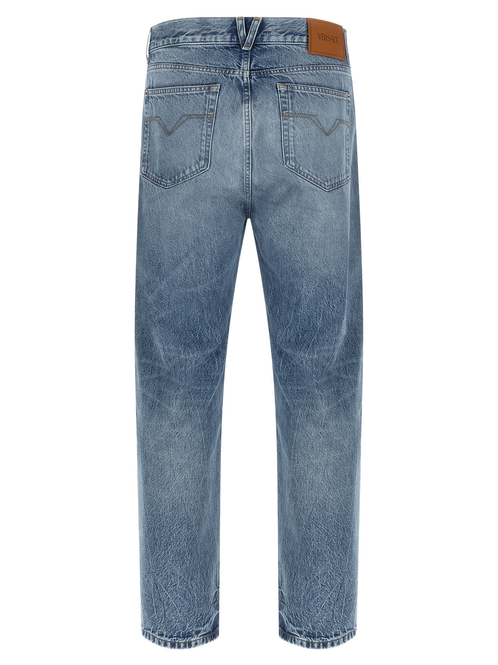 Versace Blaue Jeans aus Baumwolle im geraden Schnitt