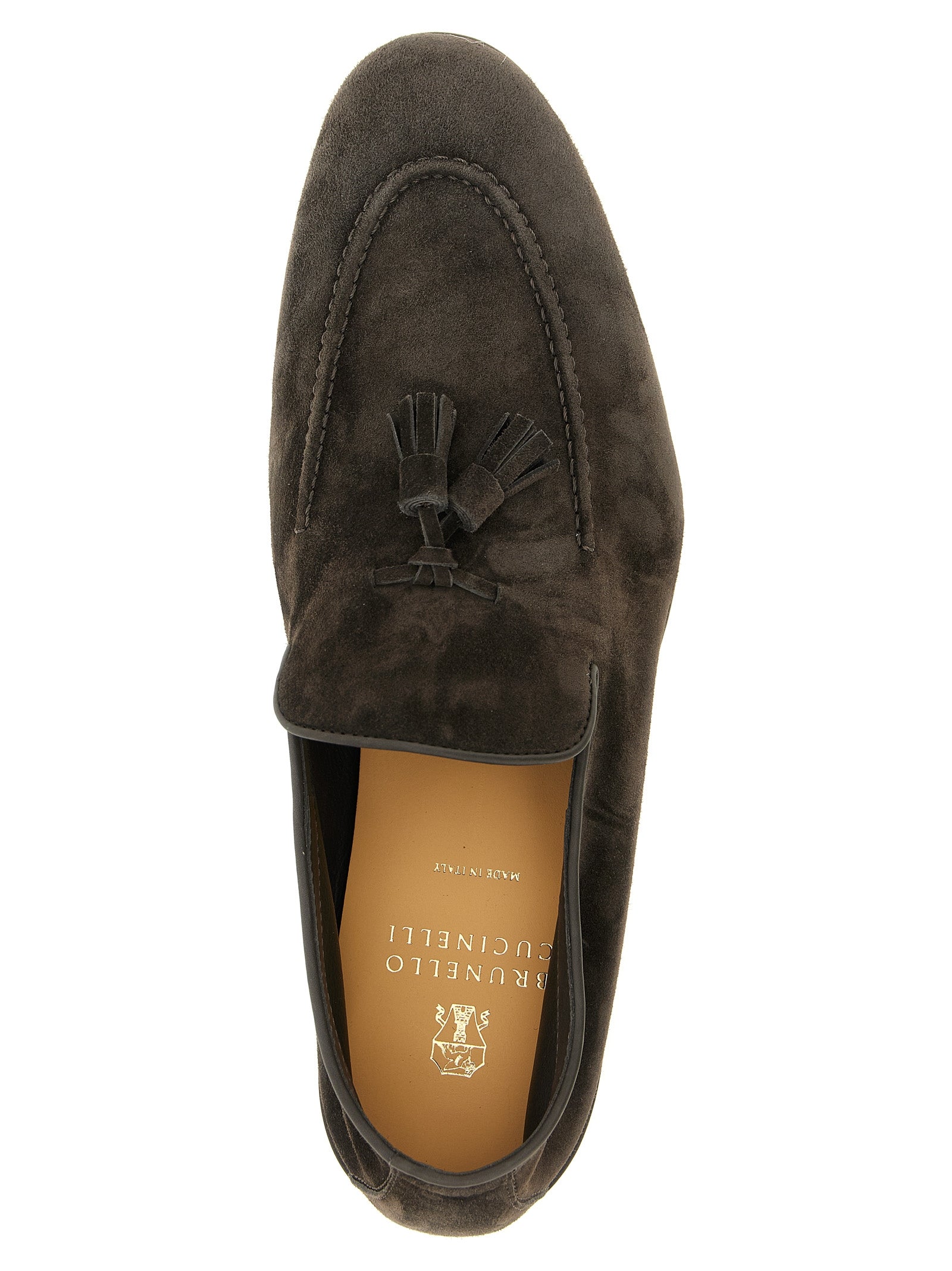 Brunello Cucinelli Graue Kalbsleder-Slipper