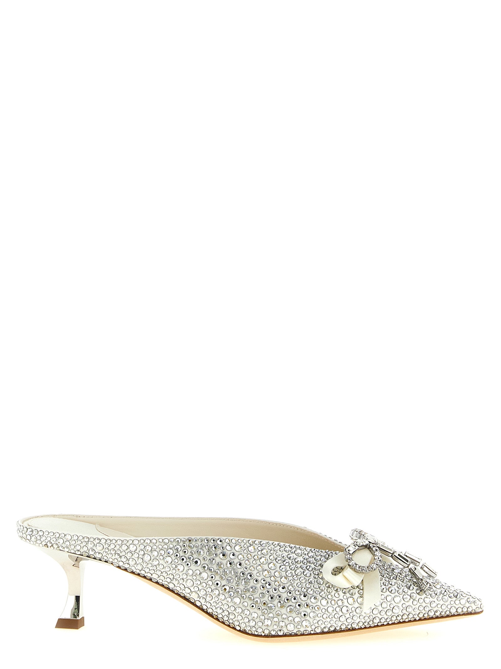 Jimmy Choo Silberne Tencel Pumps mit mittlerem Absatz