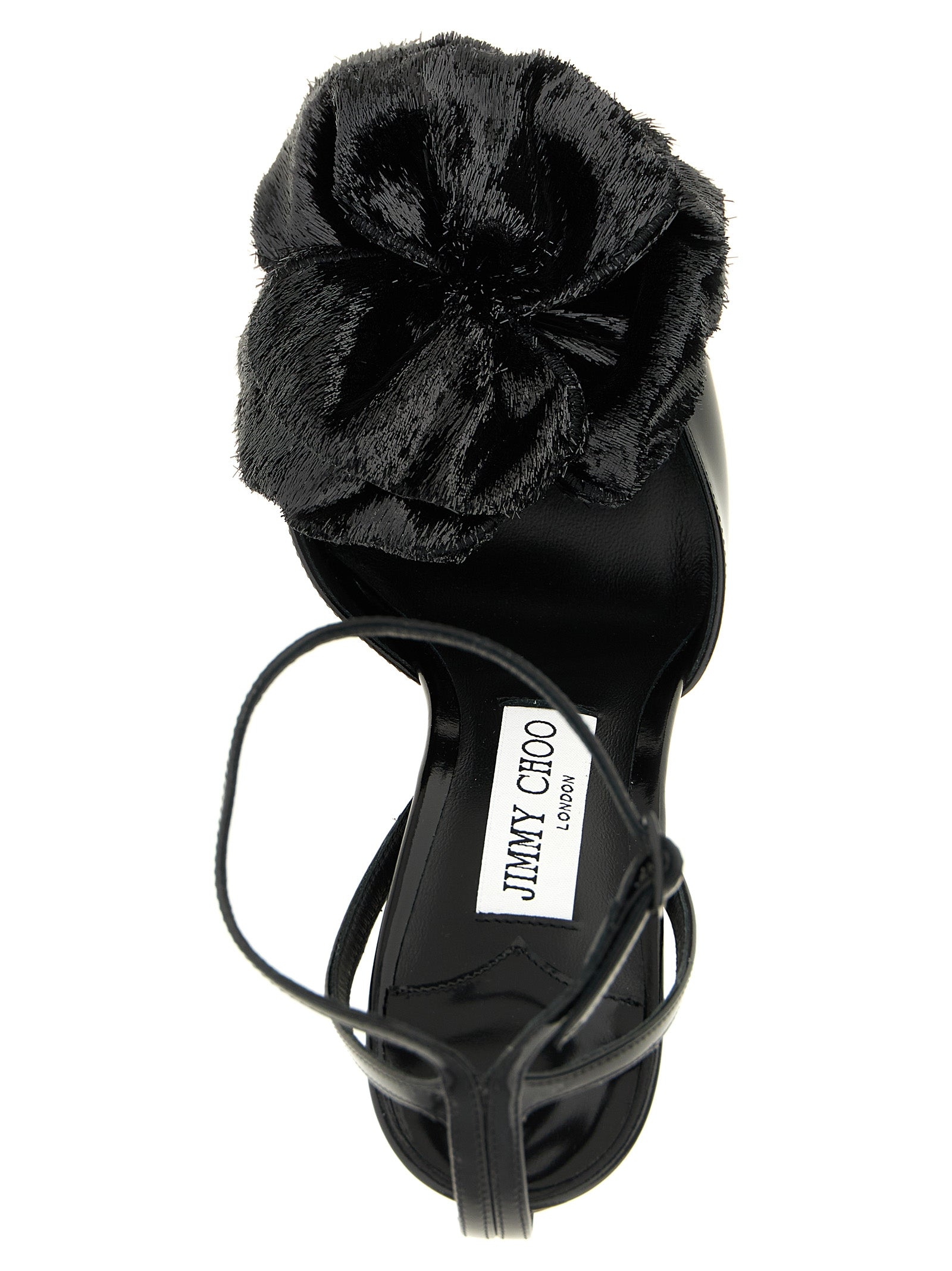 Jimmy Choo Schwarze Leder-Stiletto-Sandalen