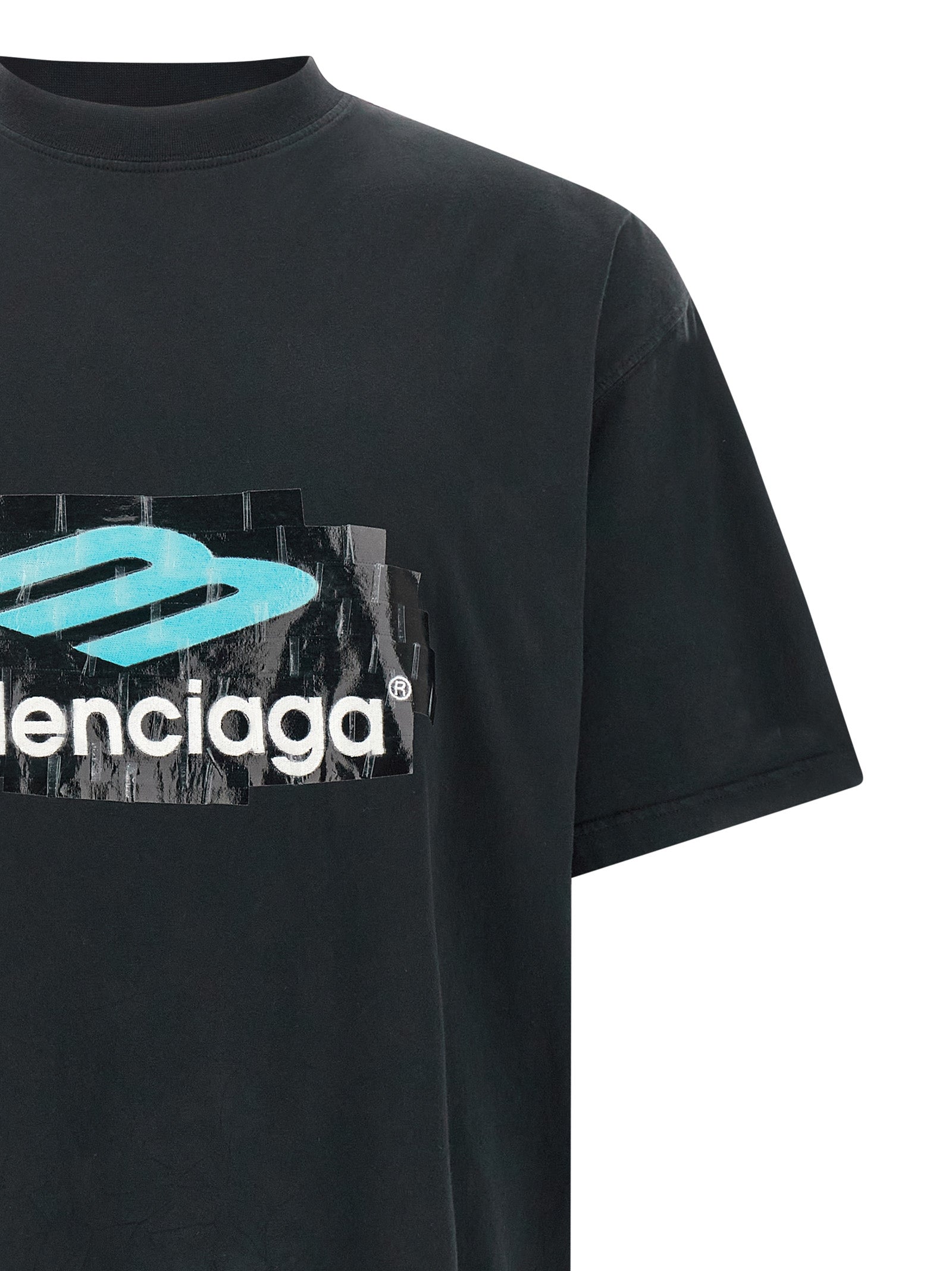 Balenciaga Schwarzes Baumwoll-T-Shirt