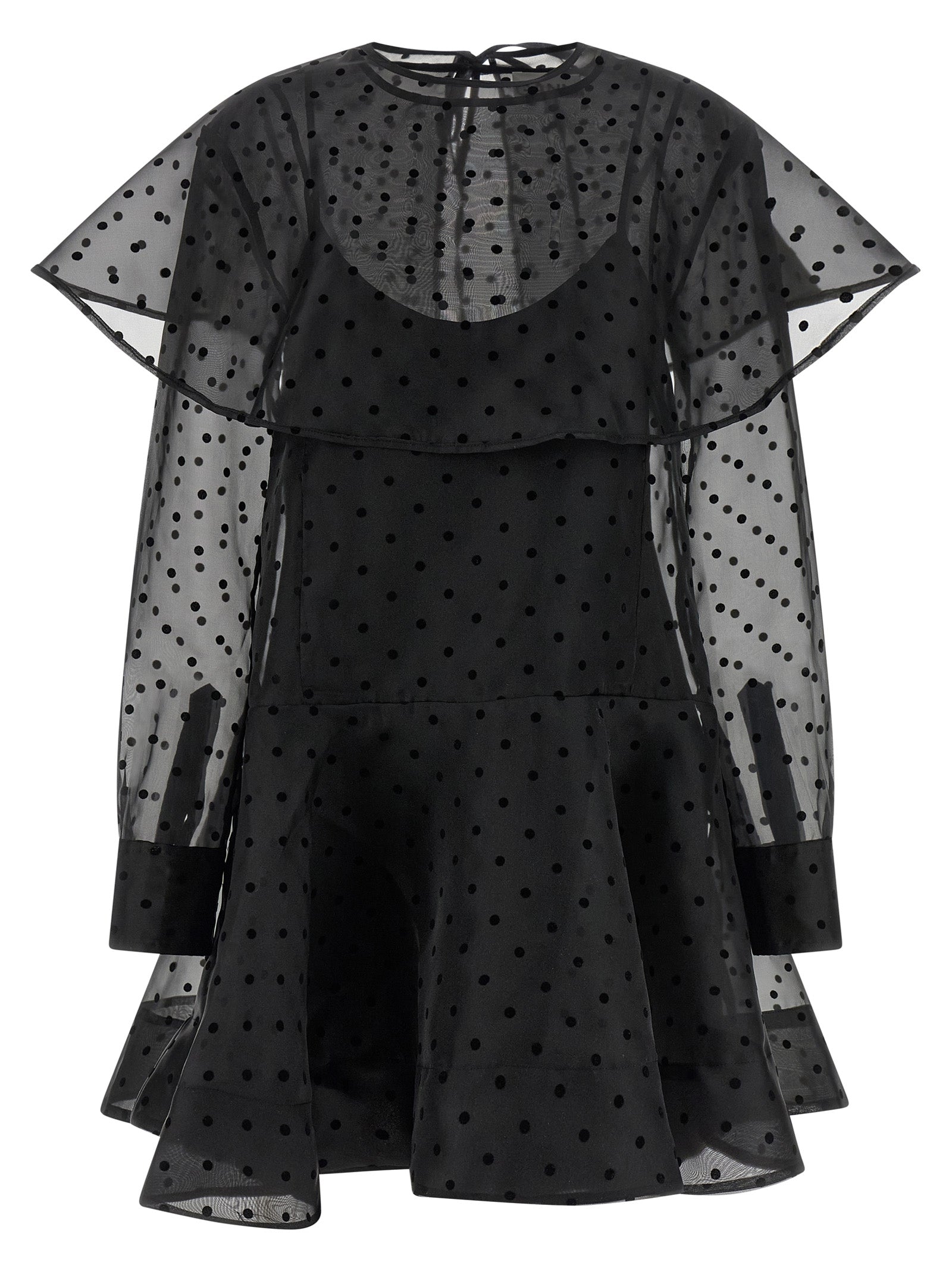 Ganni Schwarzes Kurzkleid aus recyceltem Polyester