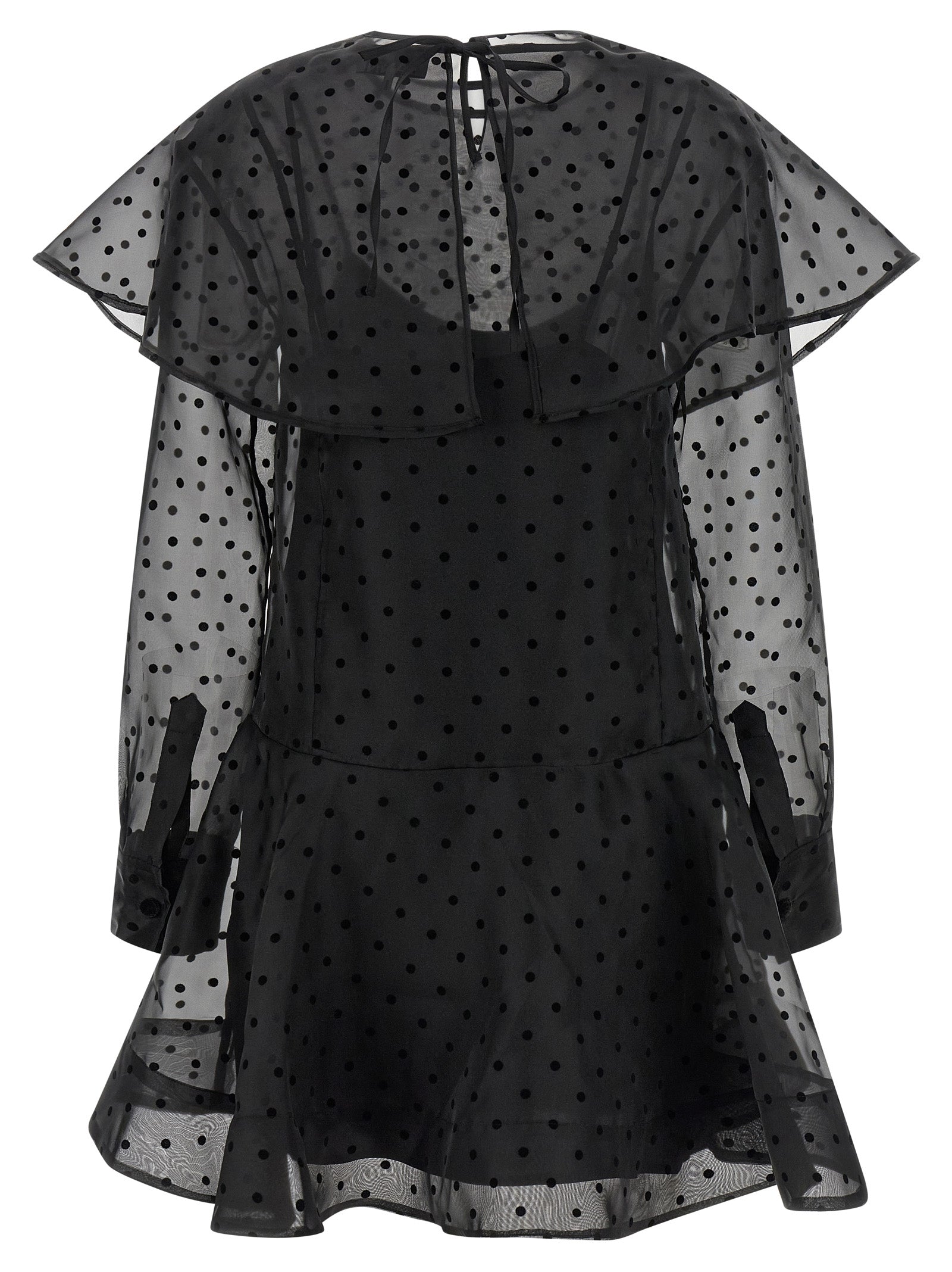 Ganni Schwarzes Kurzkleid aus recyceltem Polyester