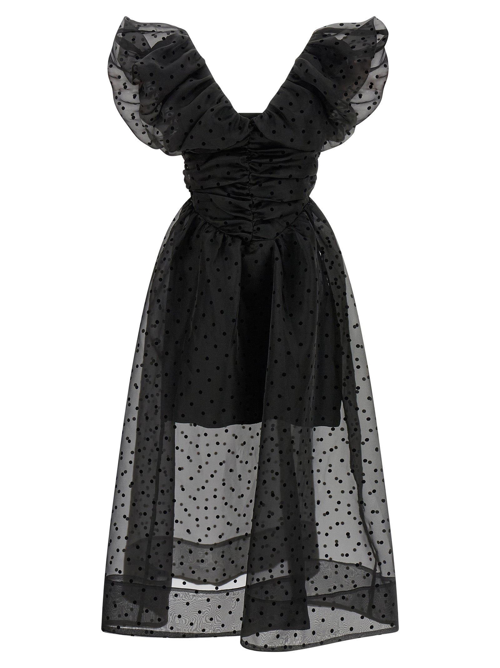 Ganni Schwarzes Midikleid aus recyceltem Polyester