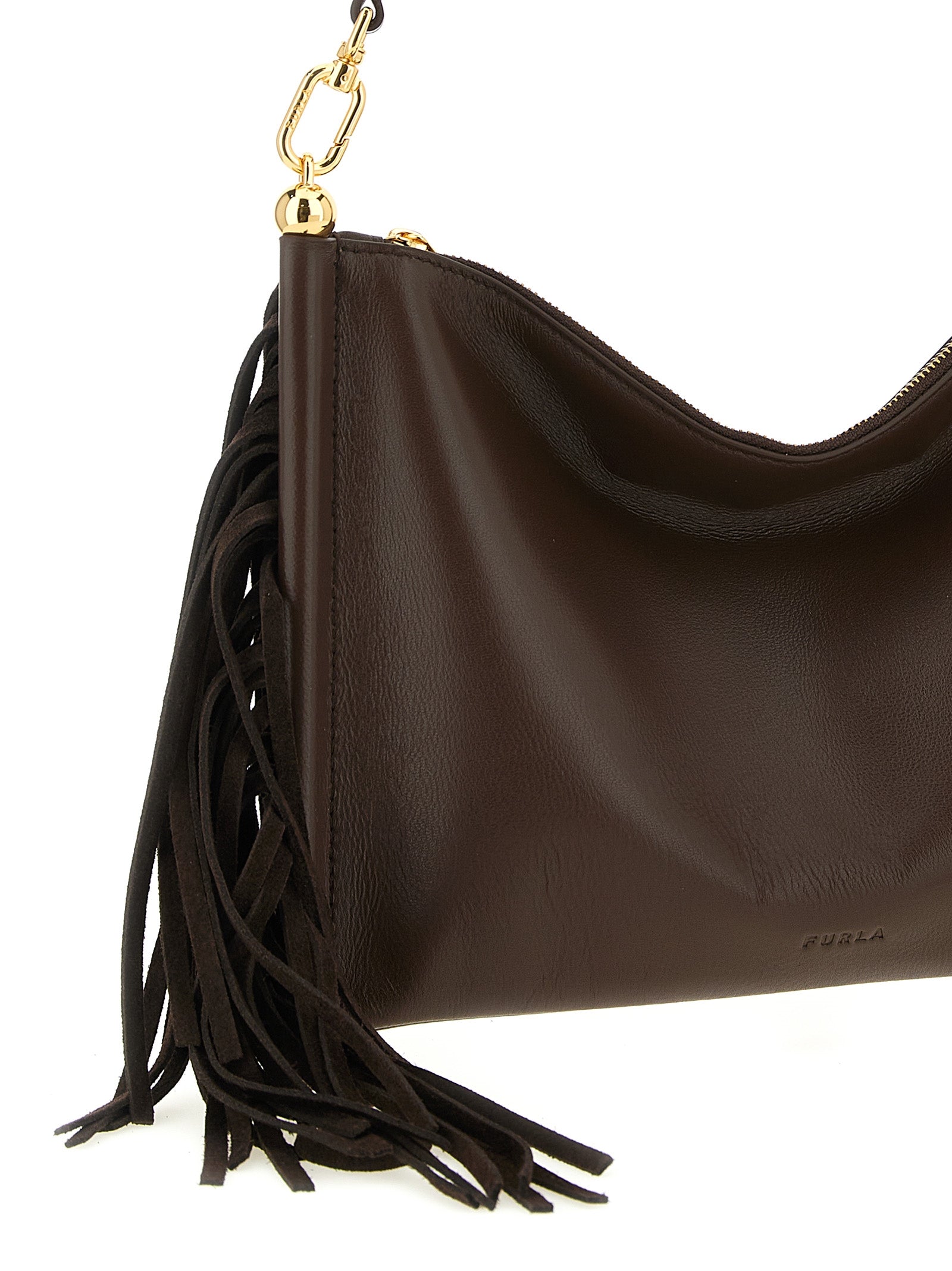 Furla Schultertasche aus braunem Lammleder