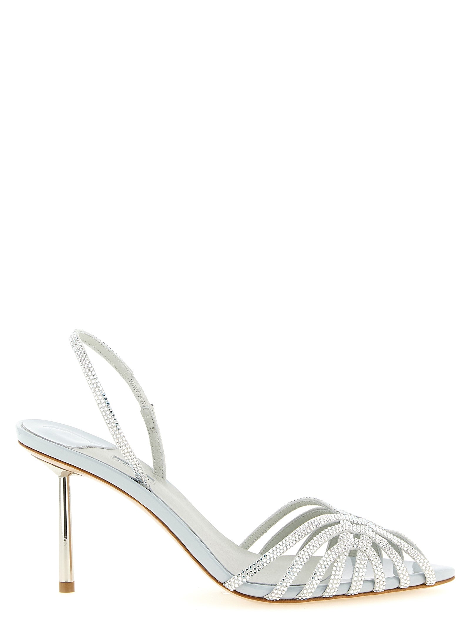 LE SILLA Graue Stiletto-Sandalen aus Ziegenleder