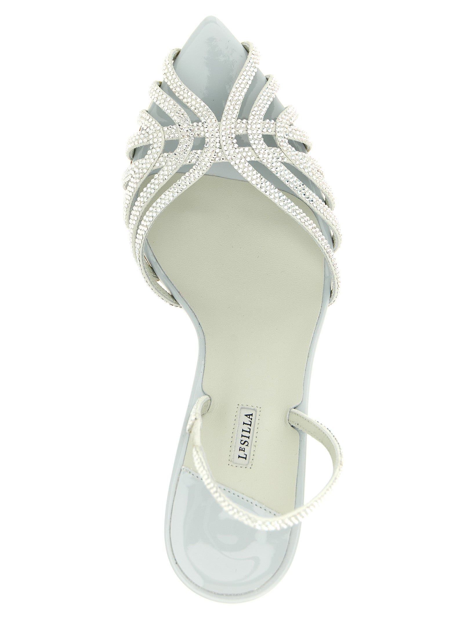 LE SILLA Graue Stiletto-Sandalen aus Ziegenleder