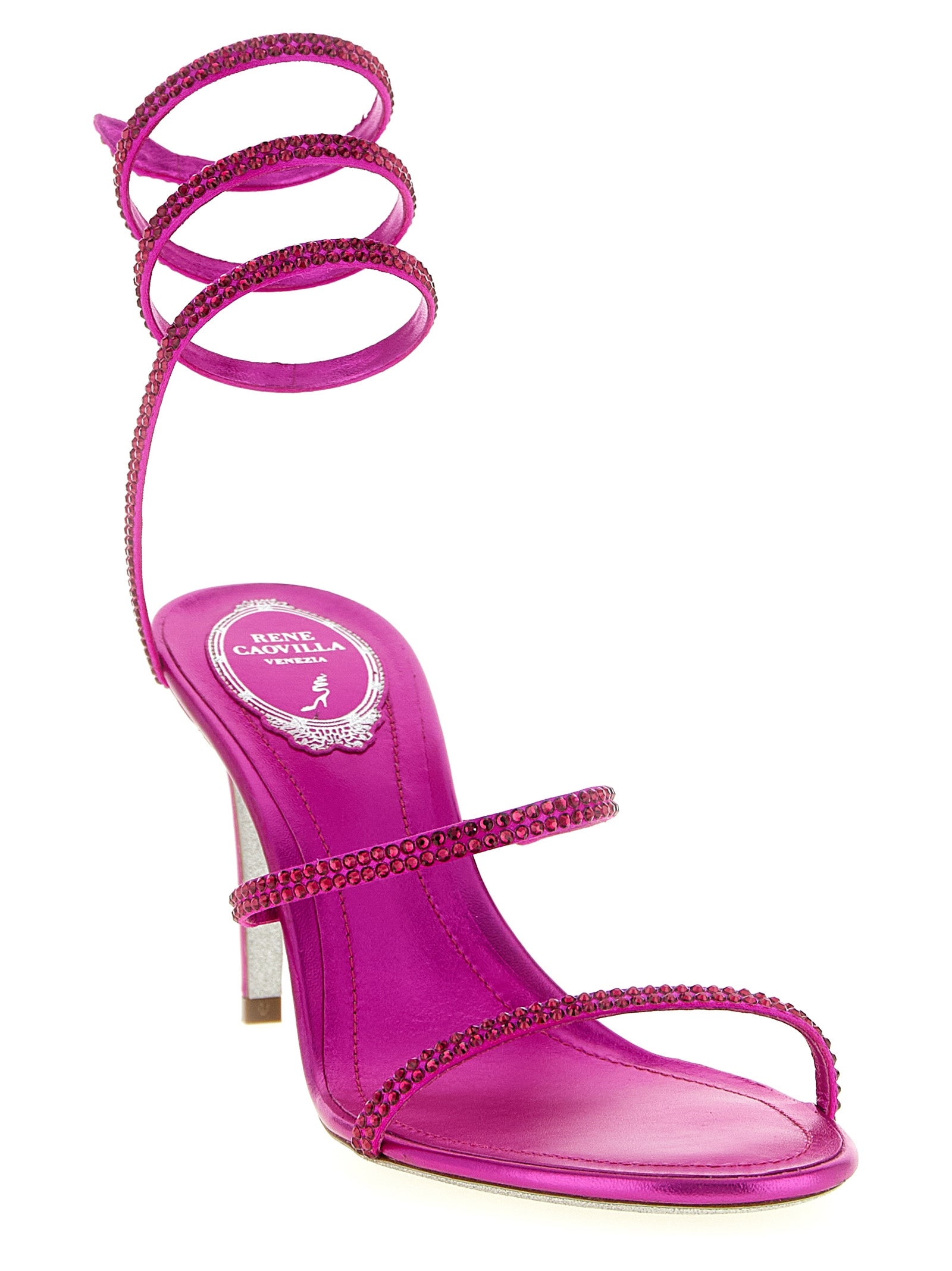 RENE CAOVILLA Fuchsia Viskose Stiletto-Sandalen
