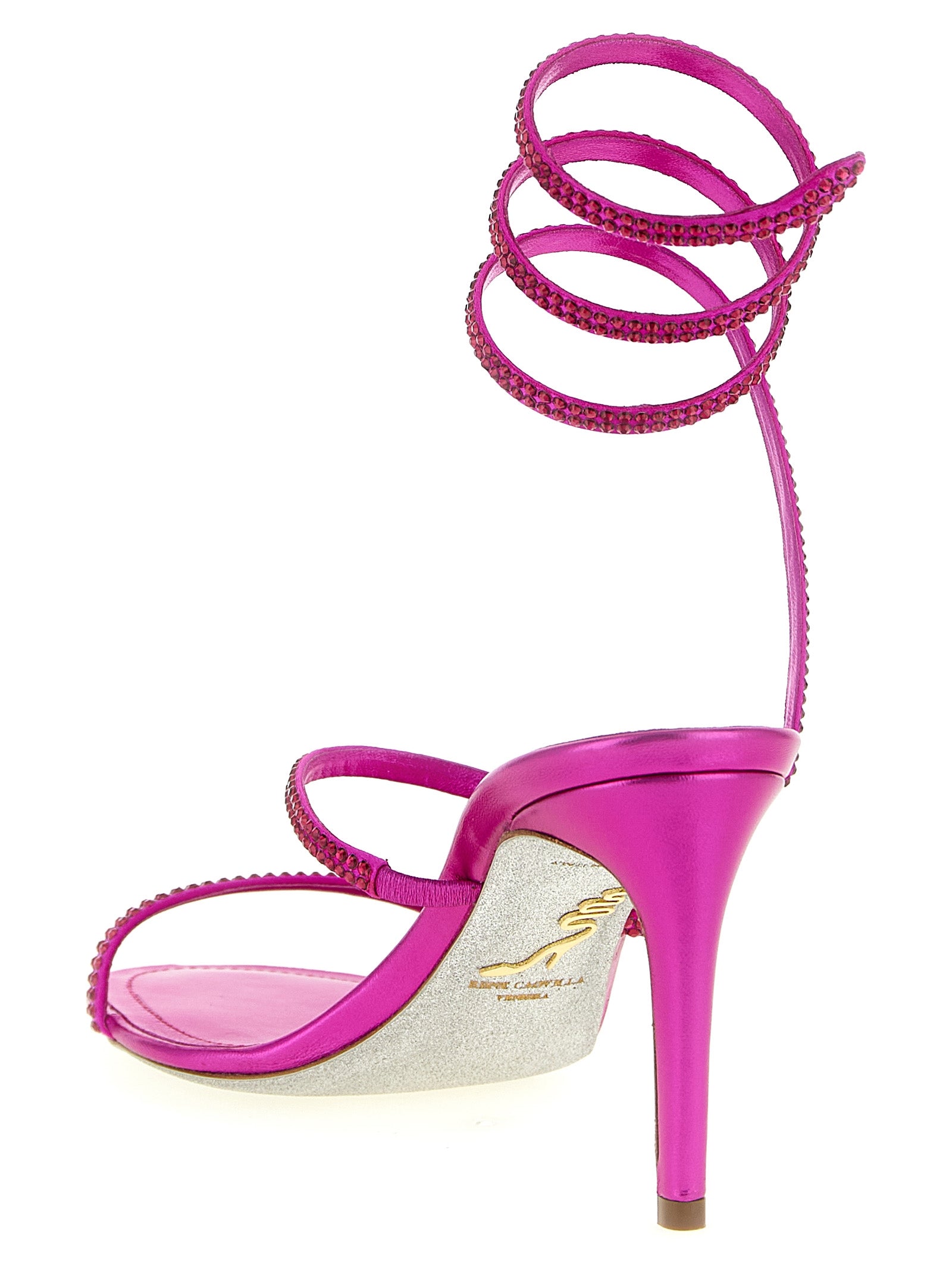 RENE CAOVILLA Fuchsia Viskose Stiletto-Sandalen