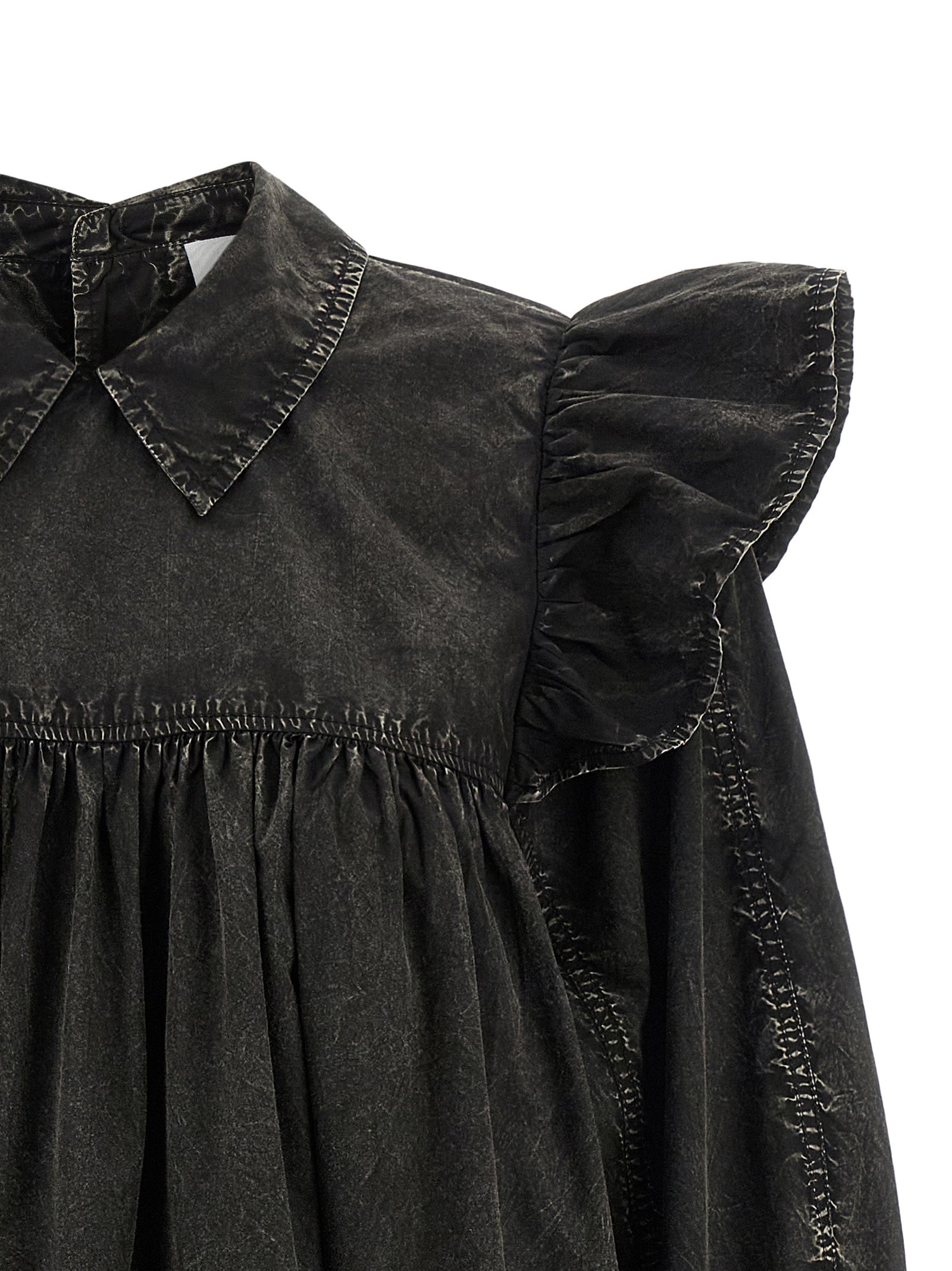 Ganni Schwarzes kurzes Kleid aus Bio-Baumwolle