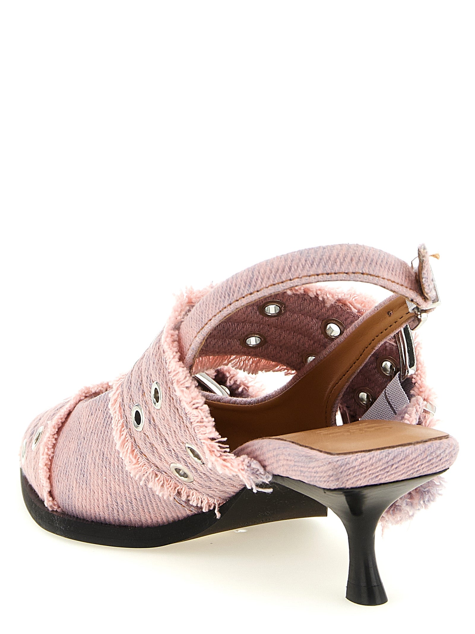 Ganni Midi-Absatzpumps aus mehrfarbiger Bio-Baumwolle