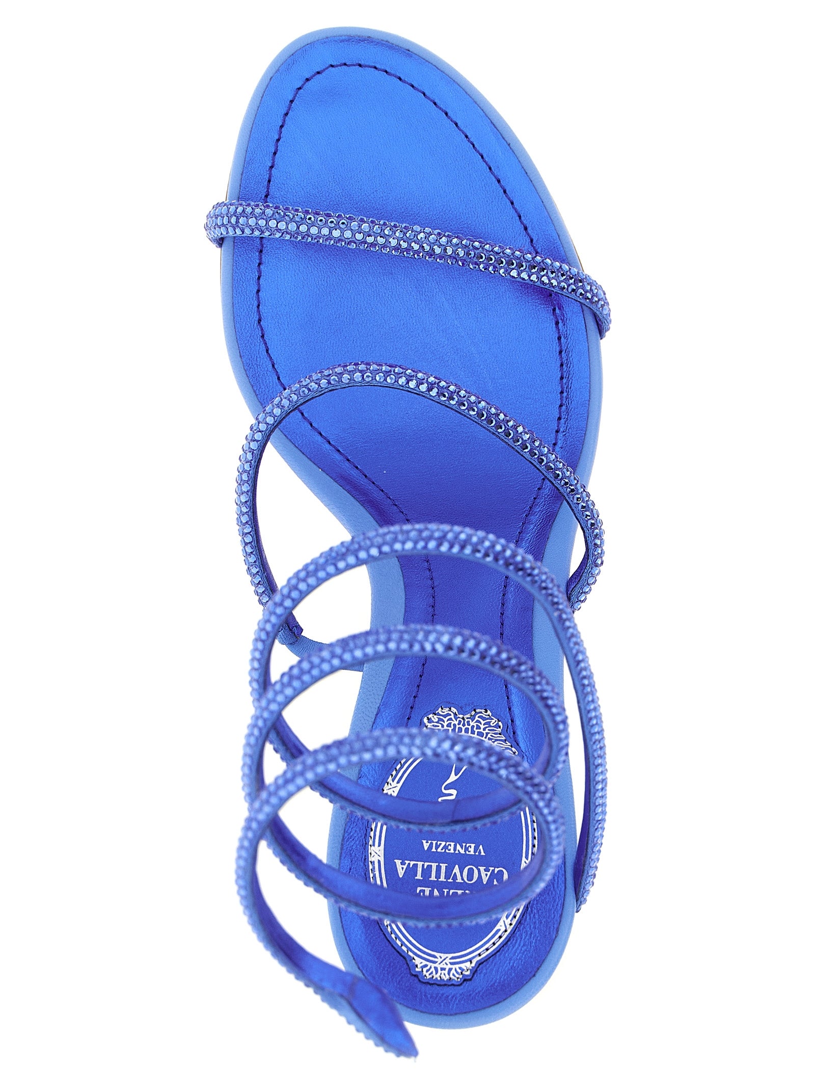 RENE CAOVILLA Blaue Stiletto-Sandalen aus Viskose