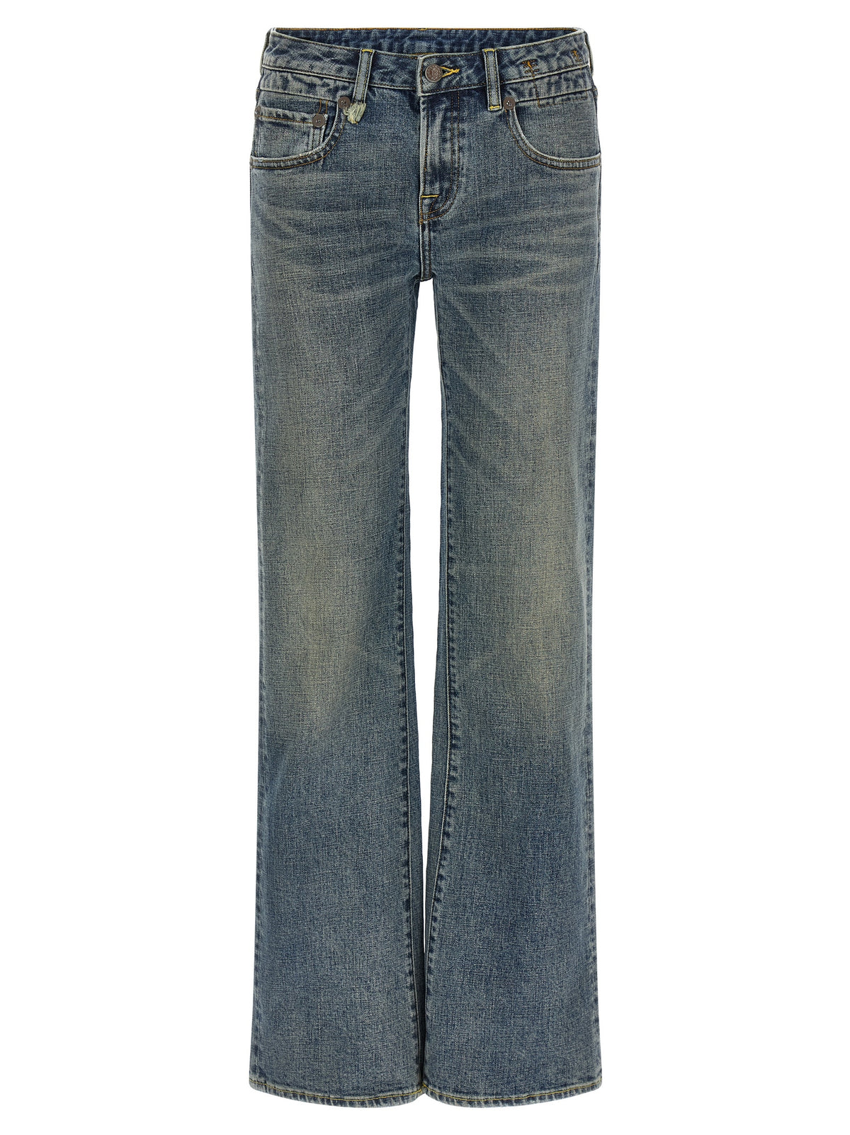 R13 Blaue Baumwoll-Jeans mit ausgestelltem Bein