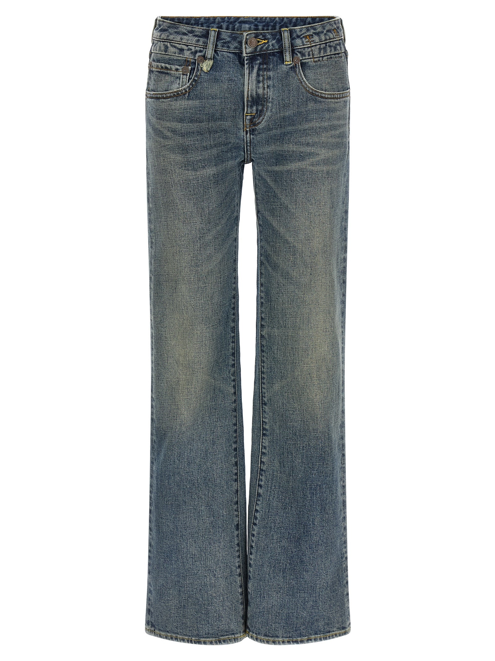 R13 Blaue Baumwoll-Jeans mit ausgestelltem Bein