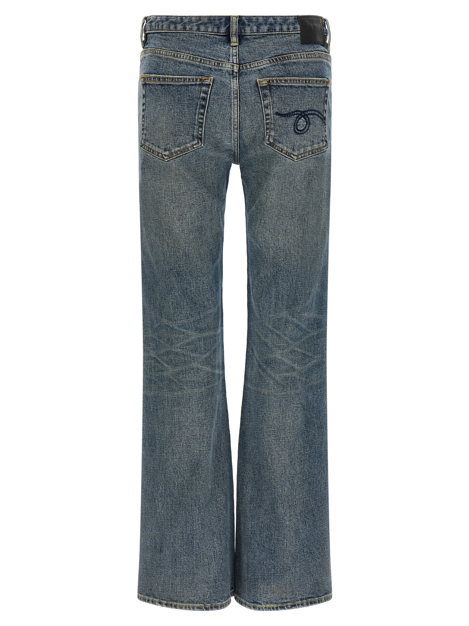 R13 Blaue Baumwoll-Jeans mit ausgestelltem Bein