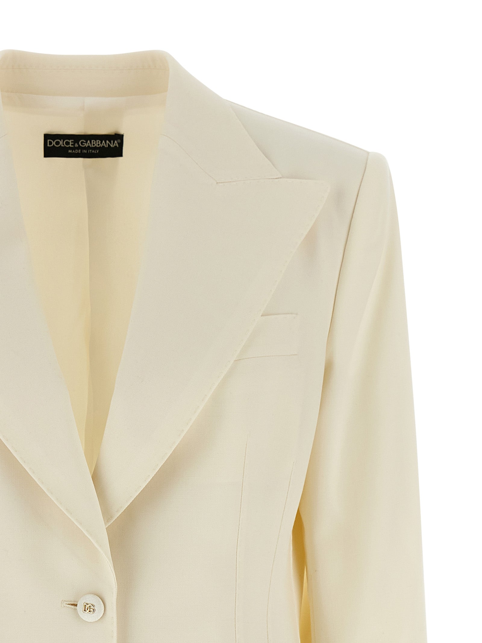 Dolce & Gabbana Weißer Blazer aus reiner Schurwolle