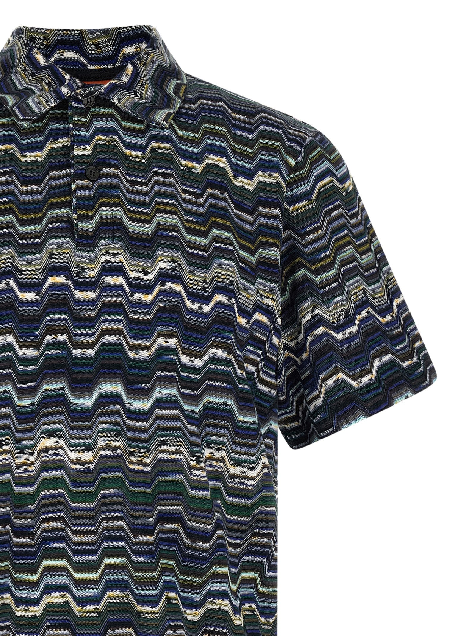 Missoni Blaues Baumwoll-Polohemd