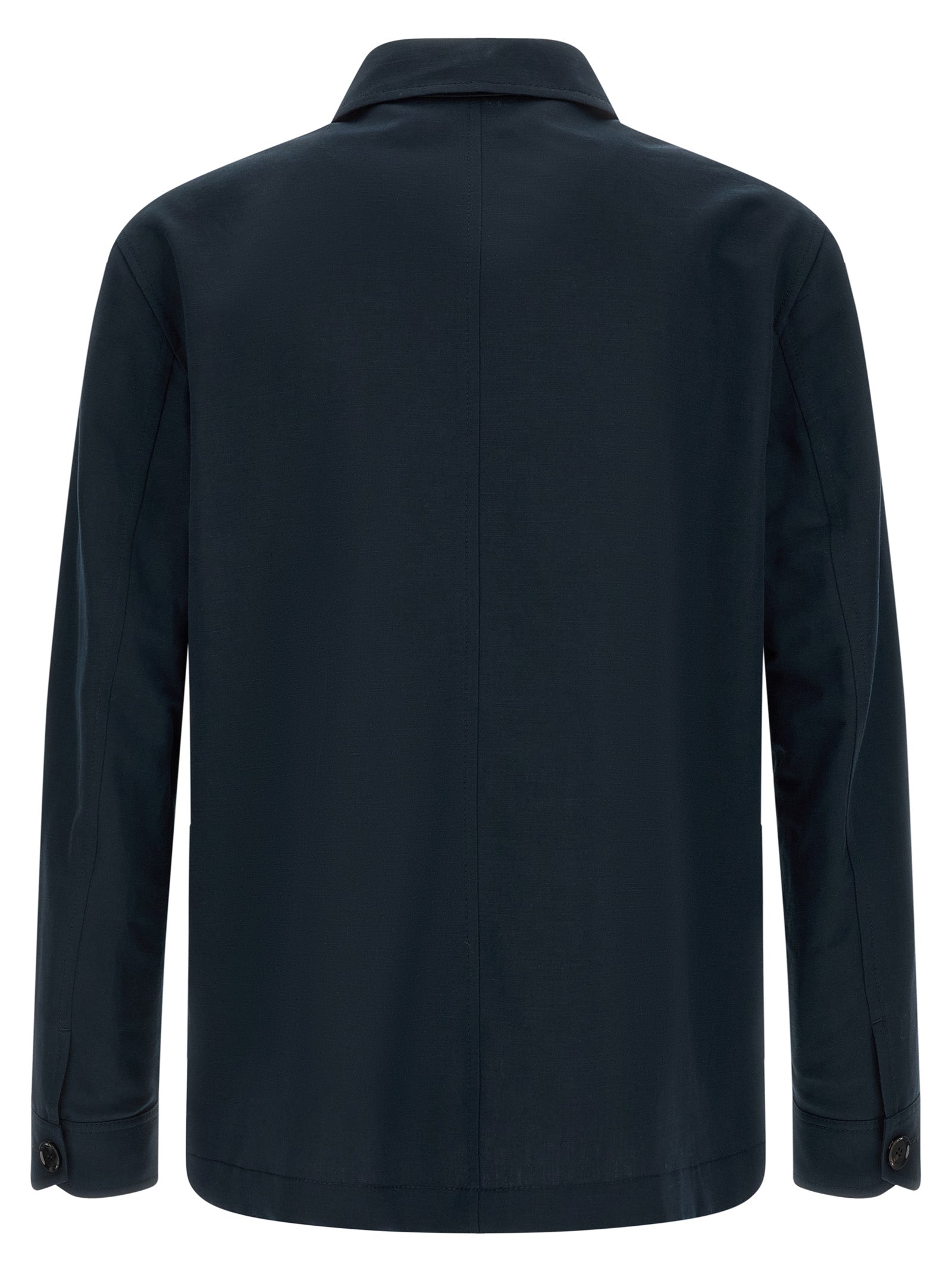 Brioni Blaue Leinen-Jacke in voller Länge