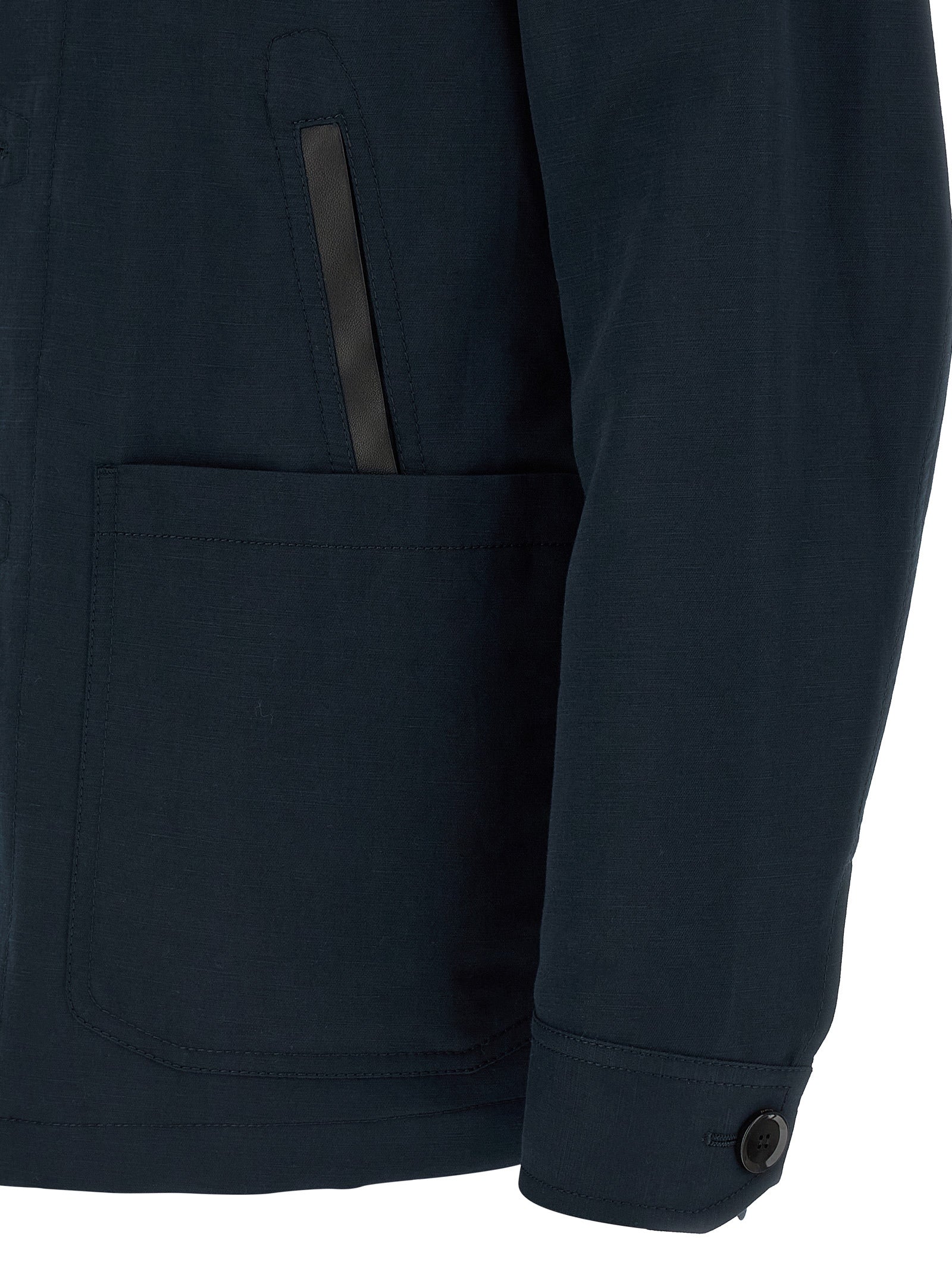 Brioni Blaue Leinen-Jacke in voller Länge