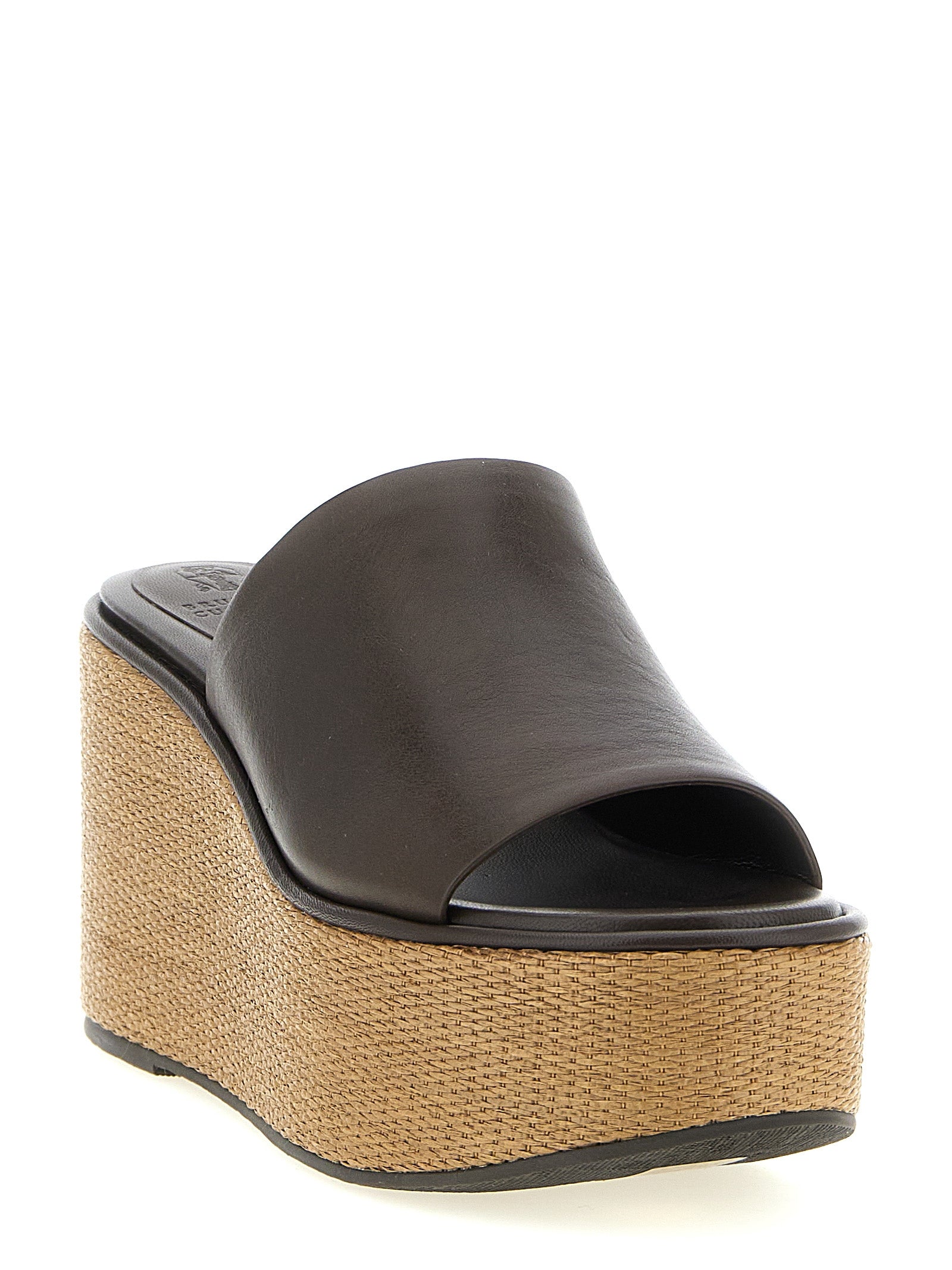 Brunello Cucinelli Keilsandalen aus braunem Kalbsleder