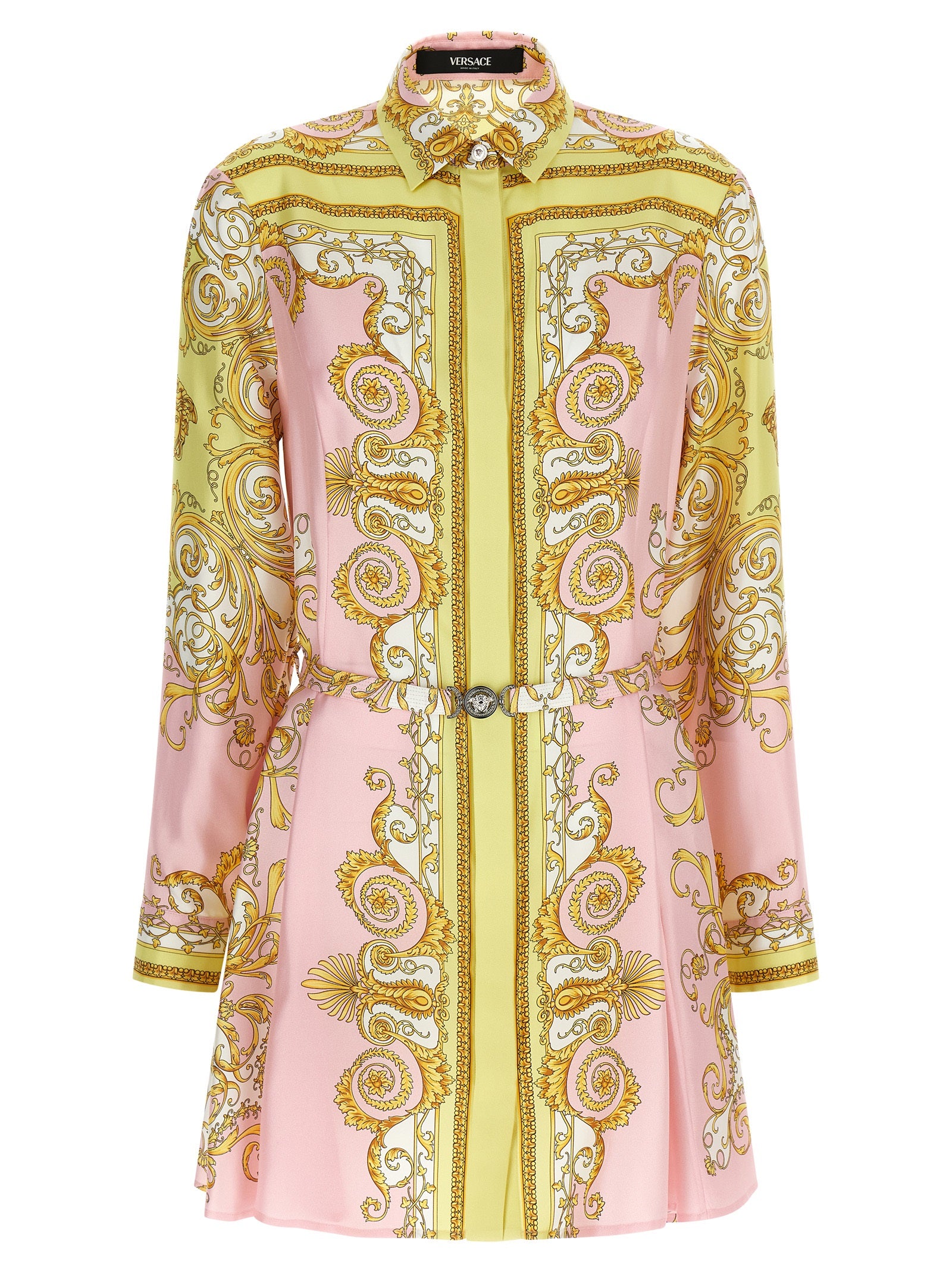 Versace Kurzes Seidenkleid in Multicolor