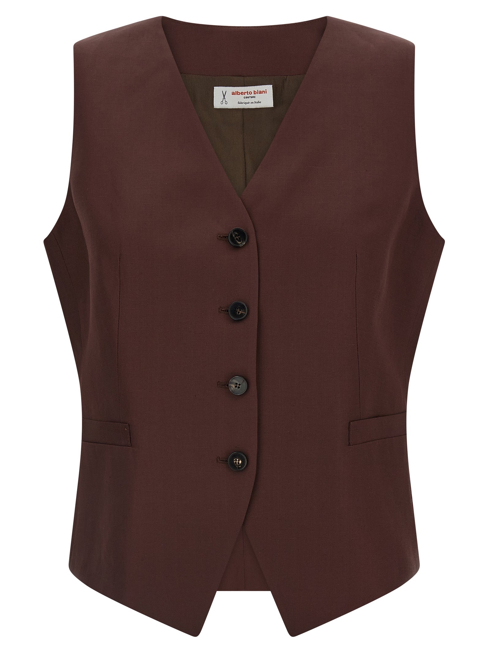 Alberto Biani Brauner ärmelloser Blazer aus Viskose