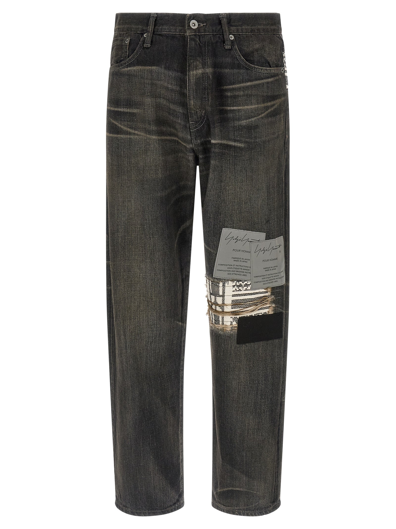 Yohji Yamamoto Schwarze Baumwoll-Jeans mit schmal zulaufendem Bein