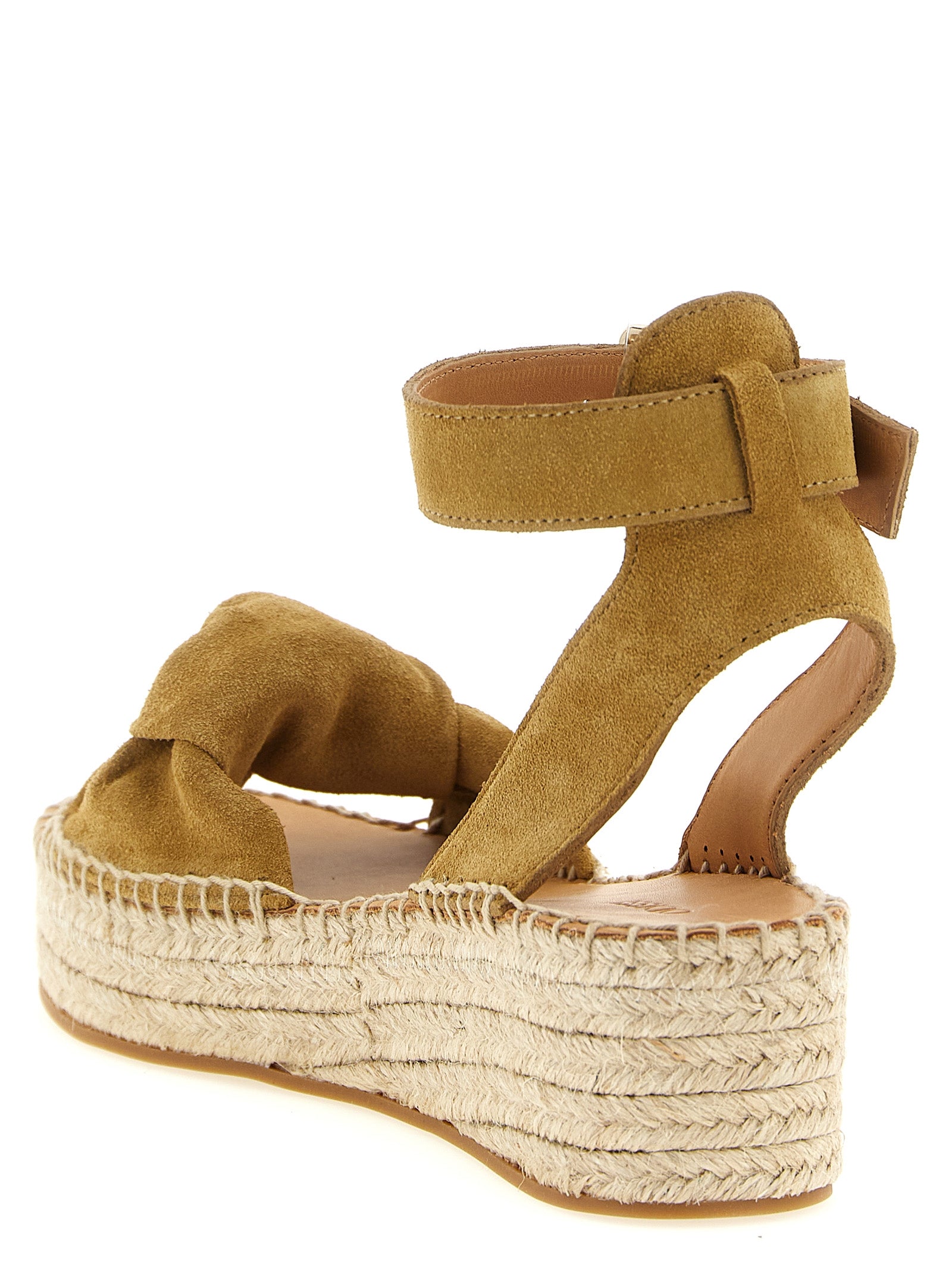ODISSI Keilabsatz-Sandalen aus beigem Kalbsleder