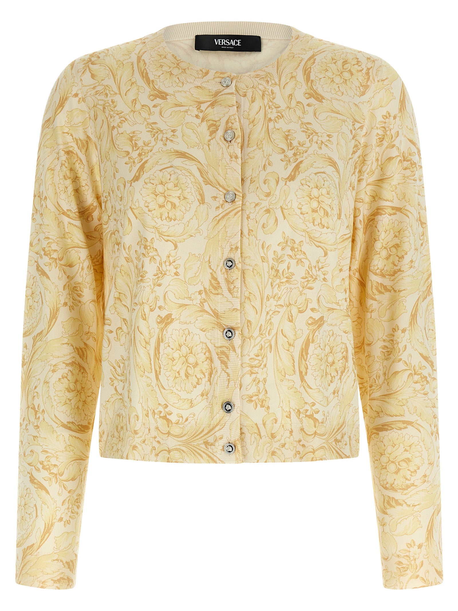 Versace Zweifarbige Seidenstrickjacke