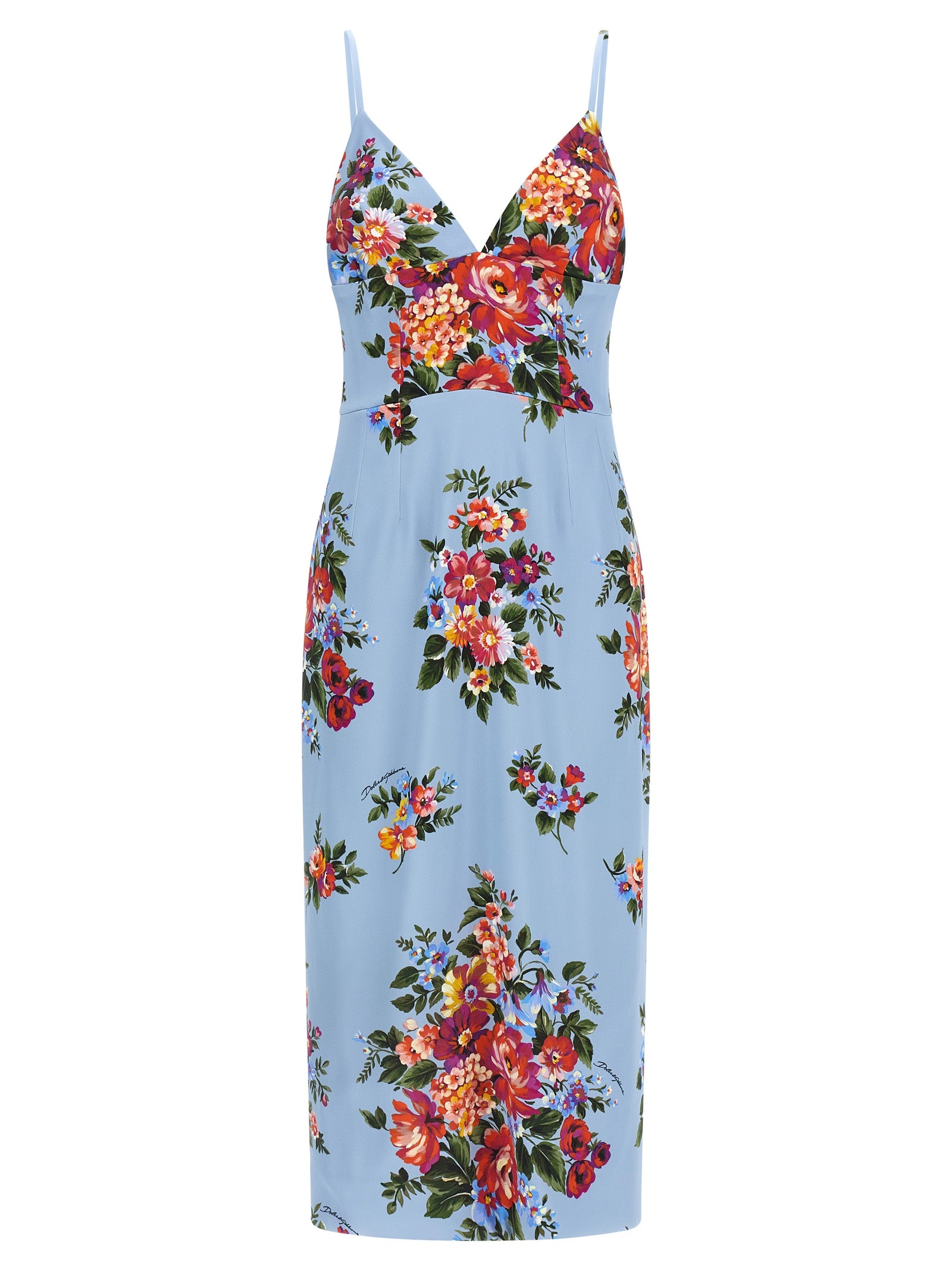 Dolce & Gabbana Blaues Viskose-Midi-Kleid