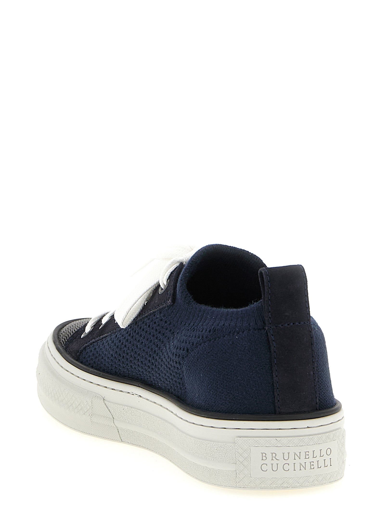 Brunello Cucinelli Blaue Low-Top-Sneaker aus Baumwolle