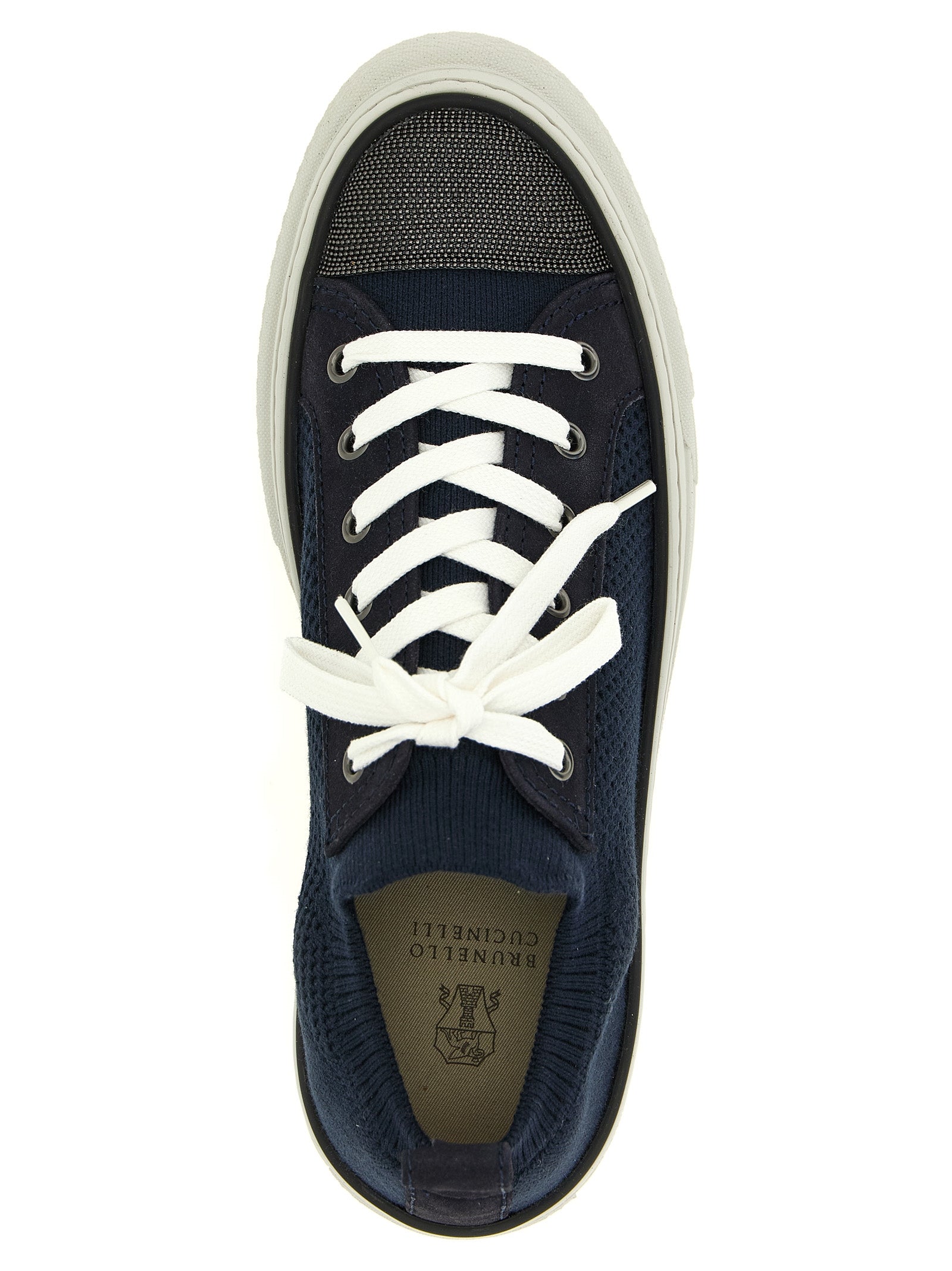 Brunello Cucinelli Blaue Low-Top-Sneaker aus Baumwolle