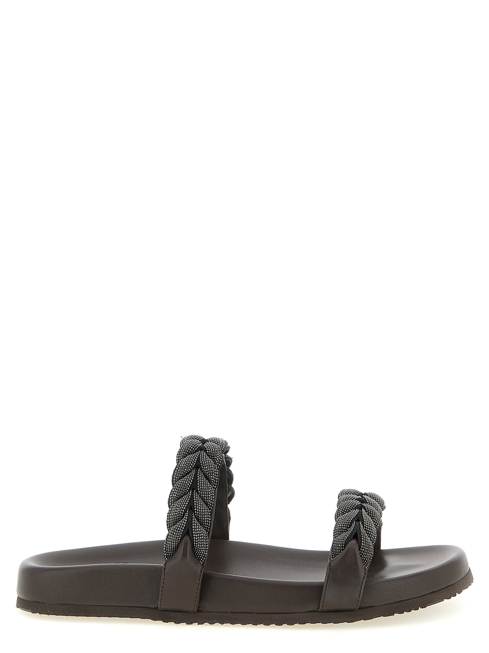 Brunello Cucinelli Braune Leder-Slipper
