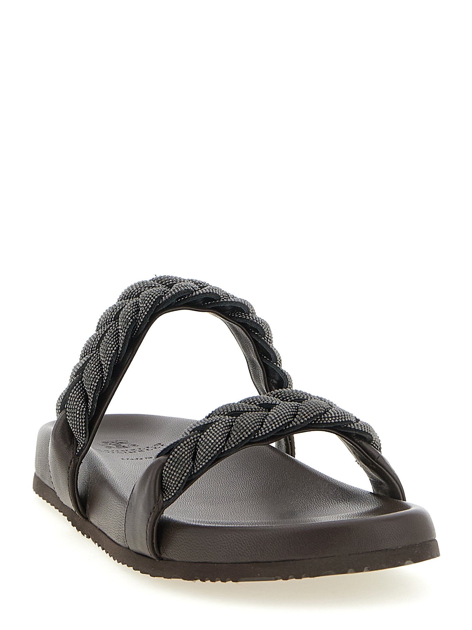 Brunello Cucinelli Braune Leder-Slipper