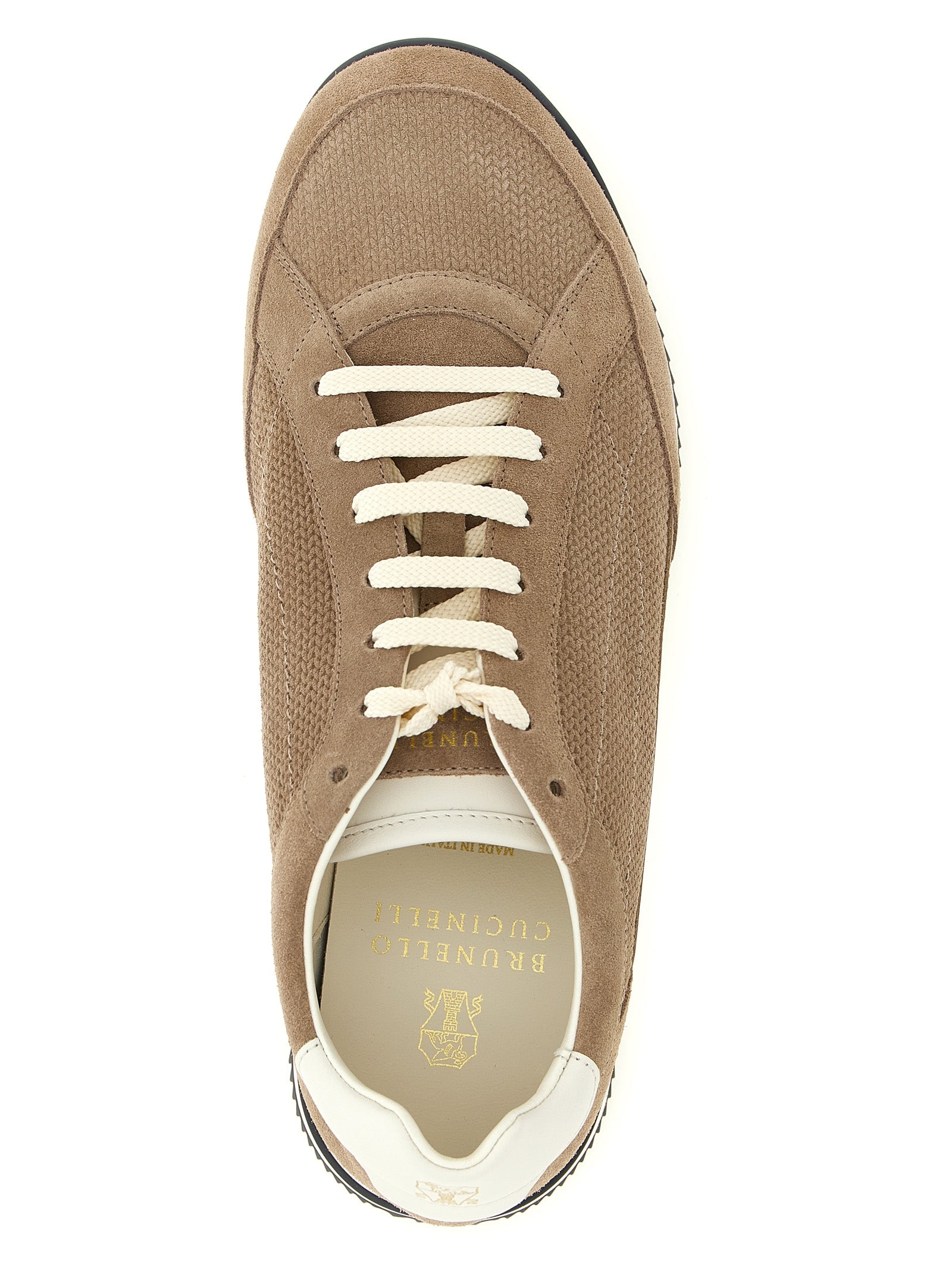 Brunello Cucinelli Beige Kalbsleder Low-Top-Sneaker